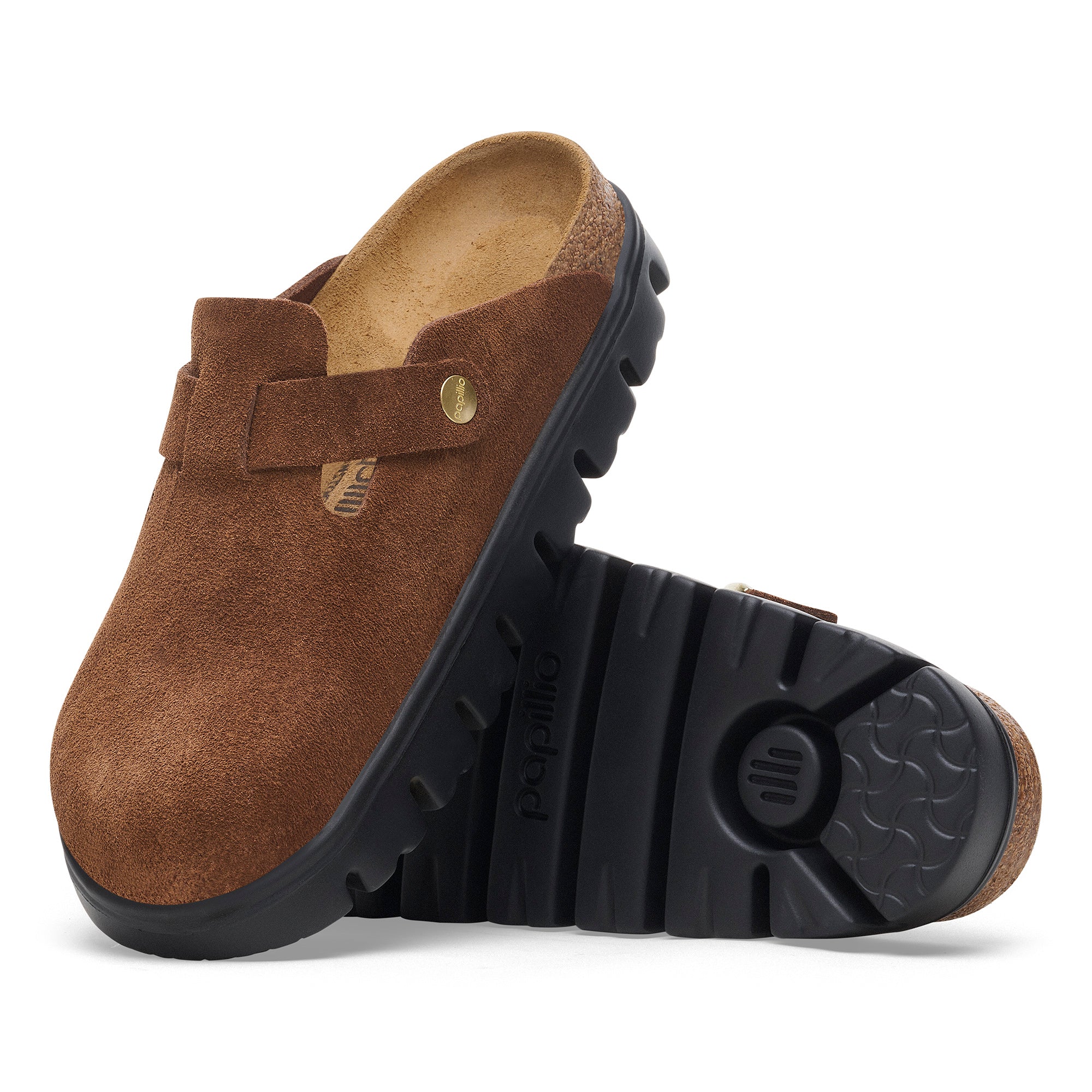 Papillio Boston Chunky dark tea suede by Birkenstock