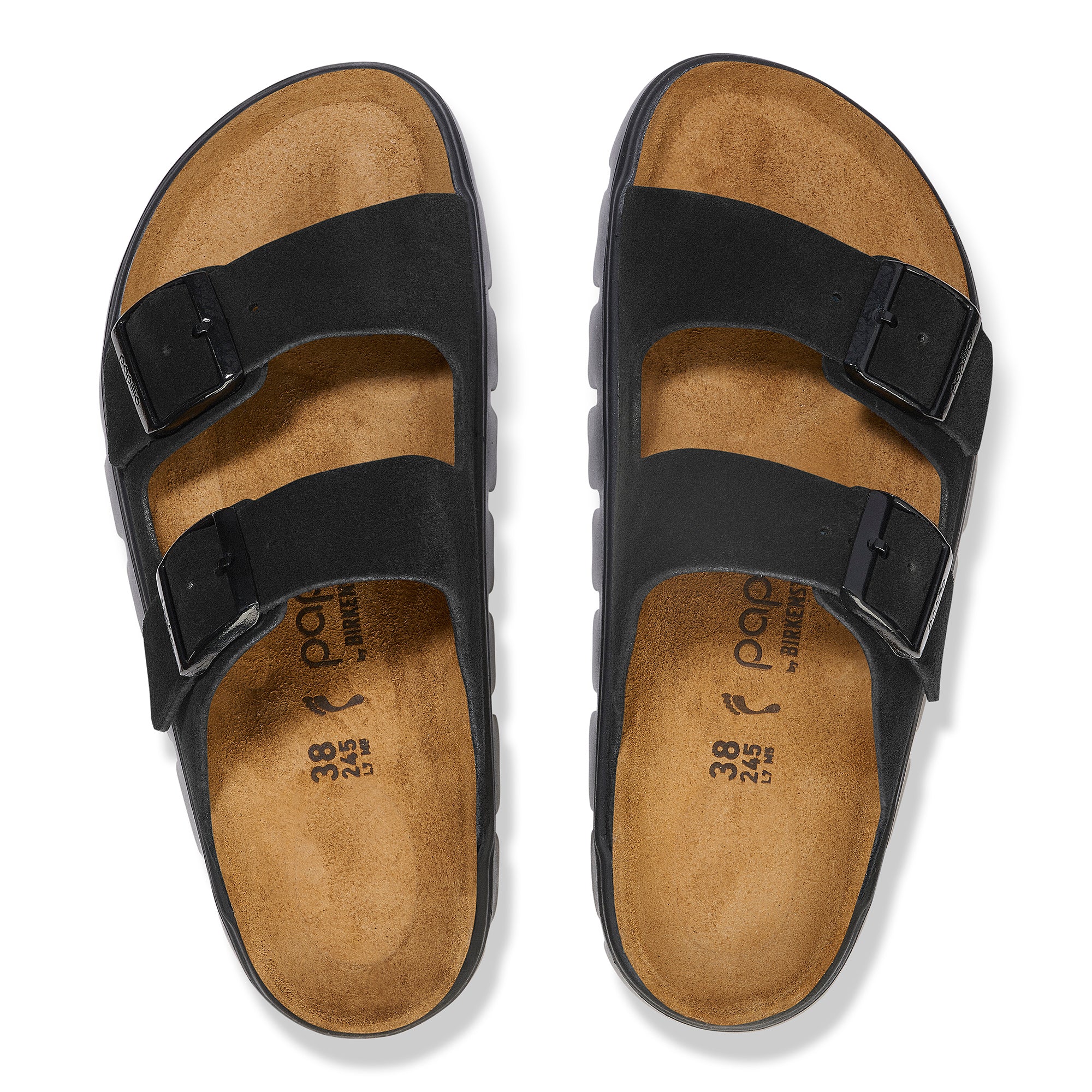 Papillio Arizona Chunky black suede with black sole by Birkenstock