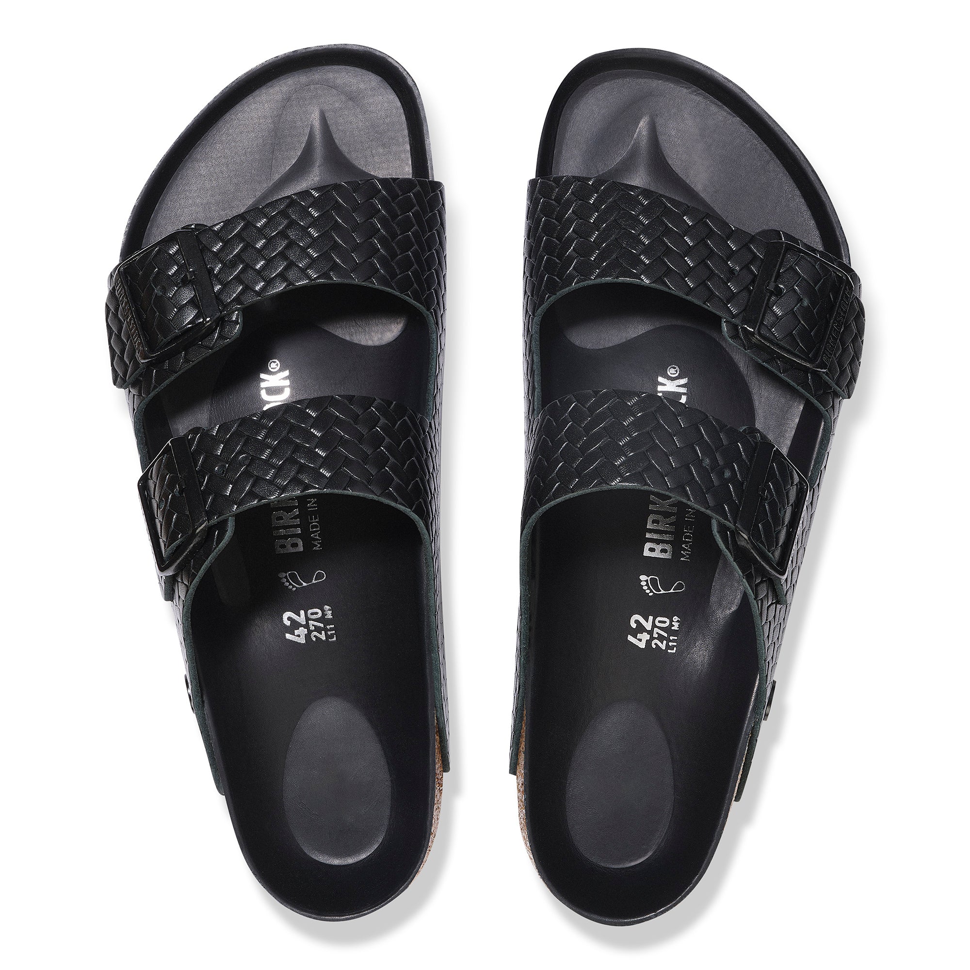 Birkenstock Arizona HEX woven embossed black leather