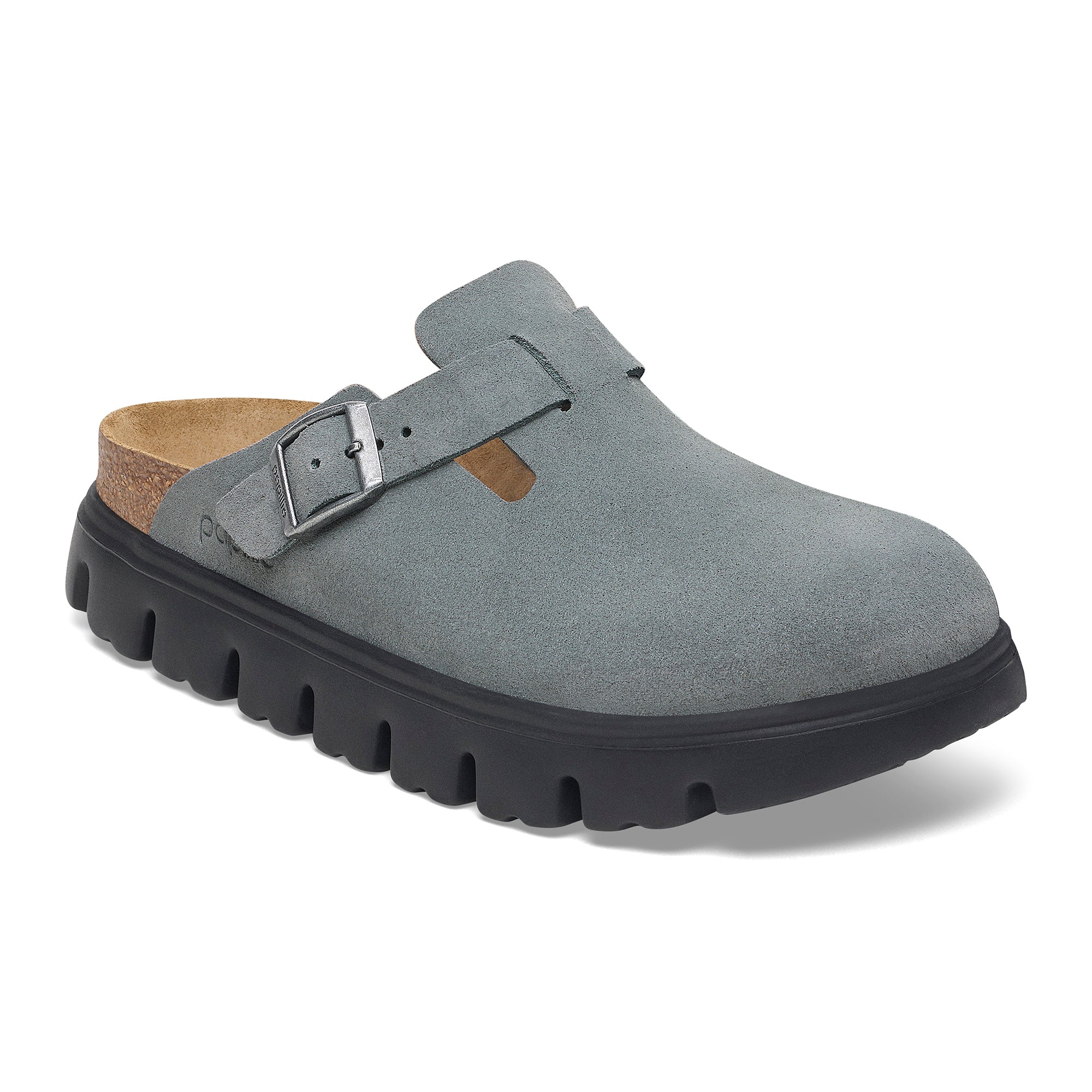 Papillio Boston Chunky basalt gray suede by Birkenstock