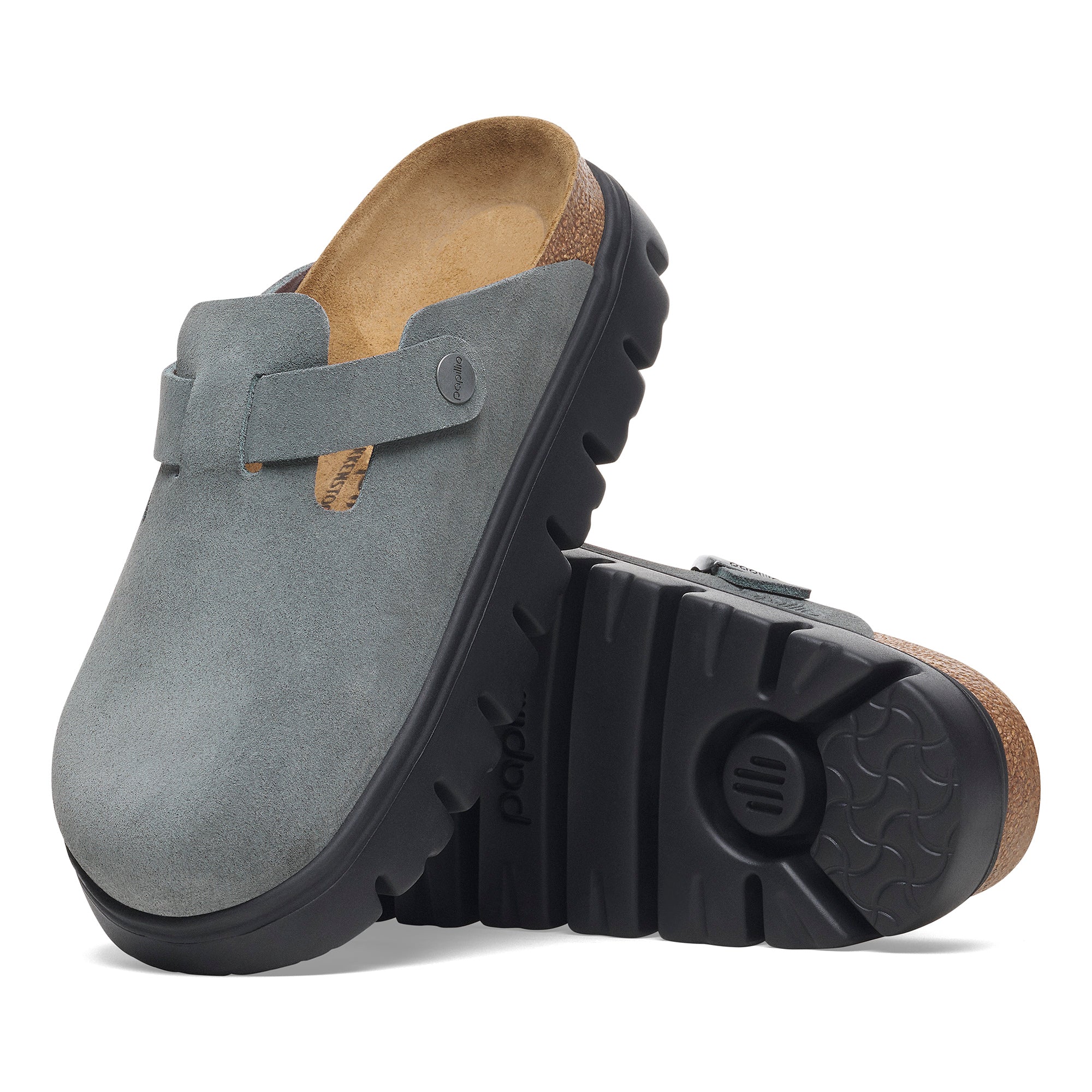 Papillio Boston Chunky basalt gray suede by Birkenstock