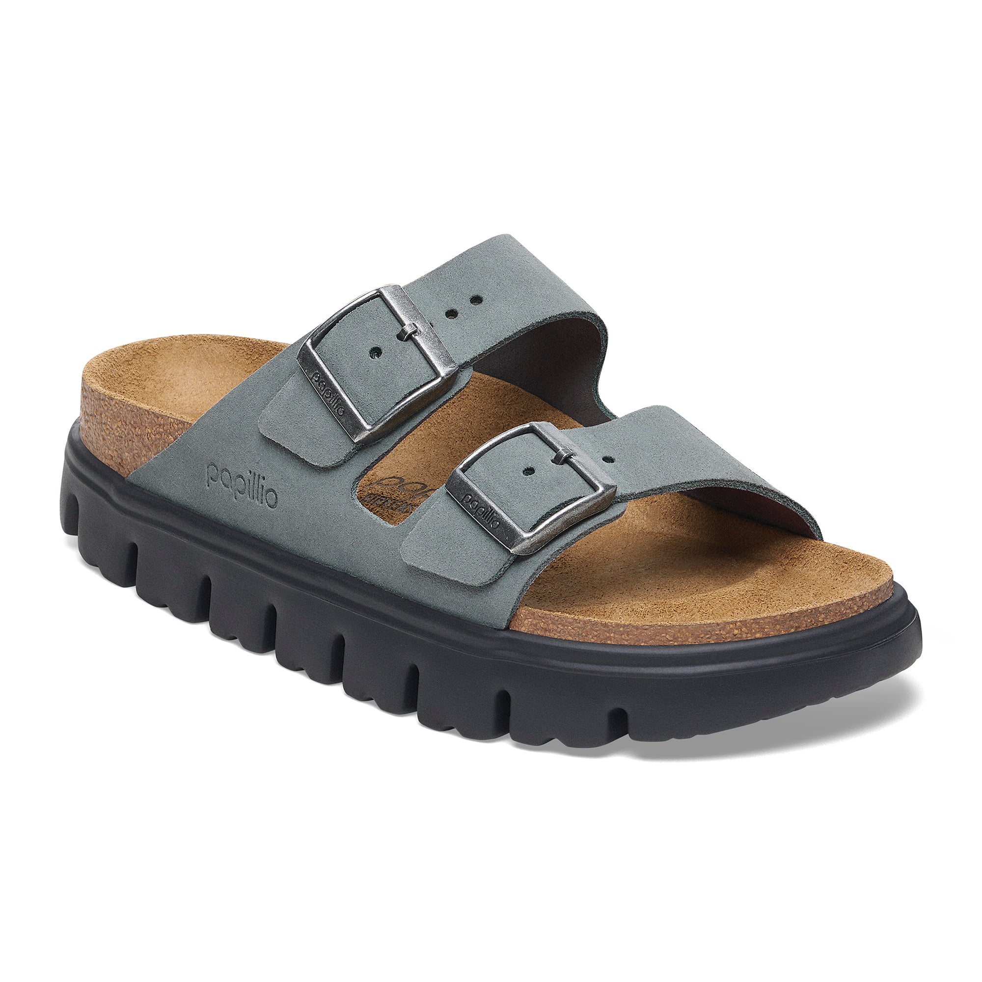 Papillio Arizona Chunky basalt gray suede by Birkenstock