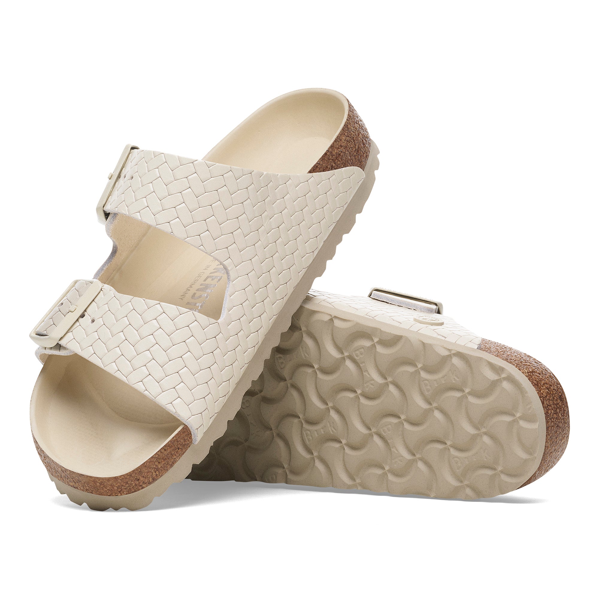 Birkenstock Arizona HEX woven embossed ecru leather