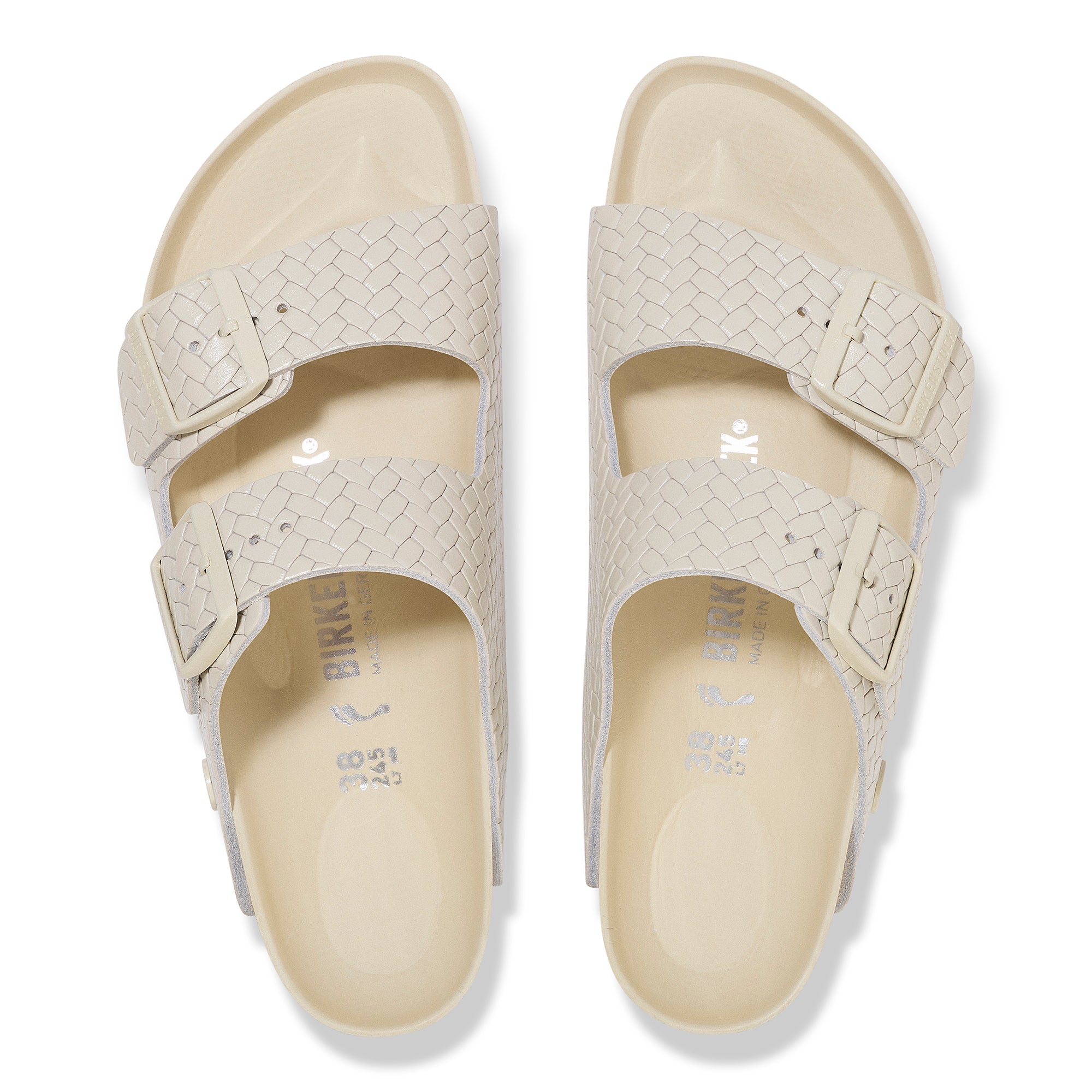 Birkenstock Arizona HEX woven embossed ecru leather