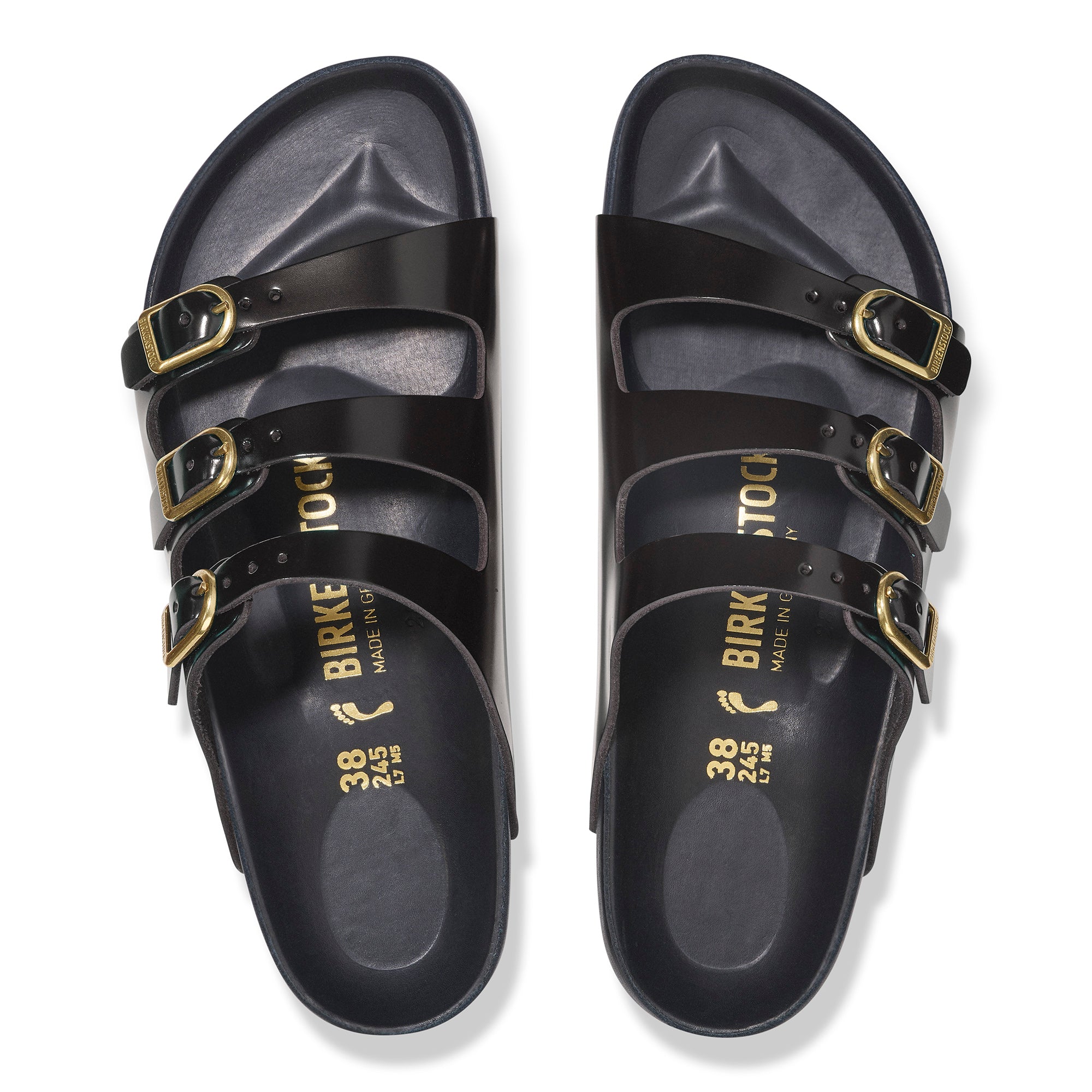 サンダル・ミュール BIRKENSTOCK Black leather Florida slippers Amazon.com: Birkenstock Florida Soft Footbed - Leather Black