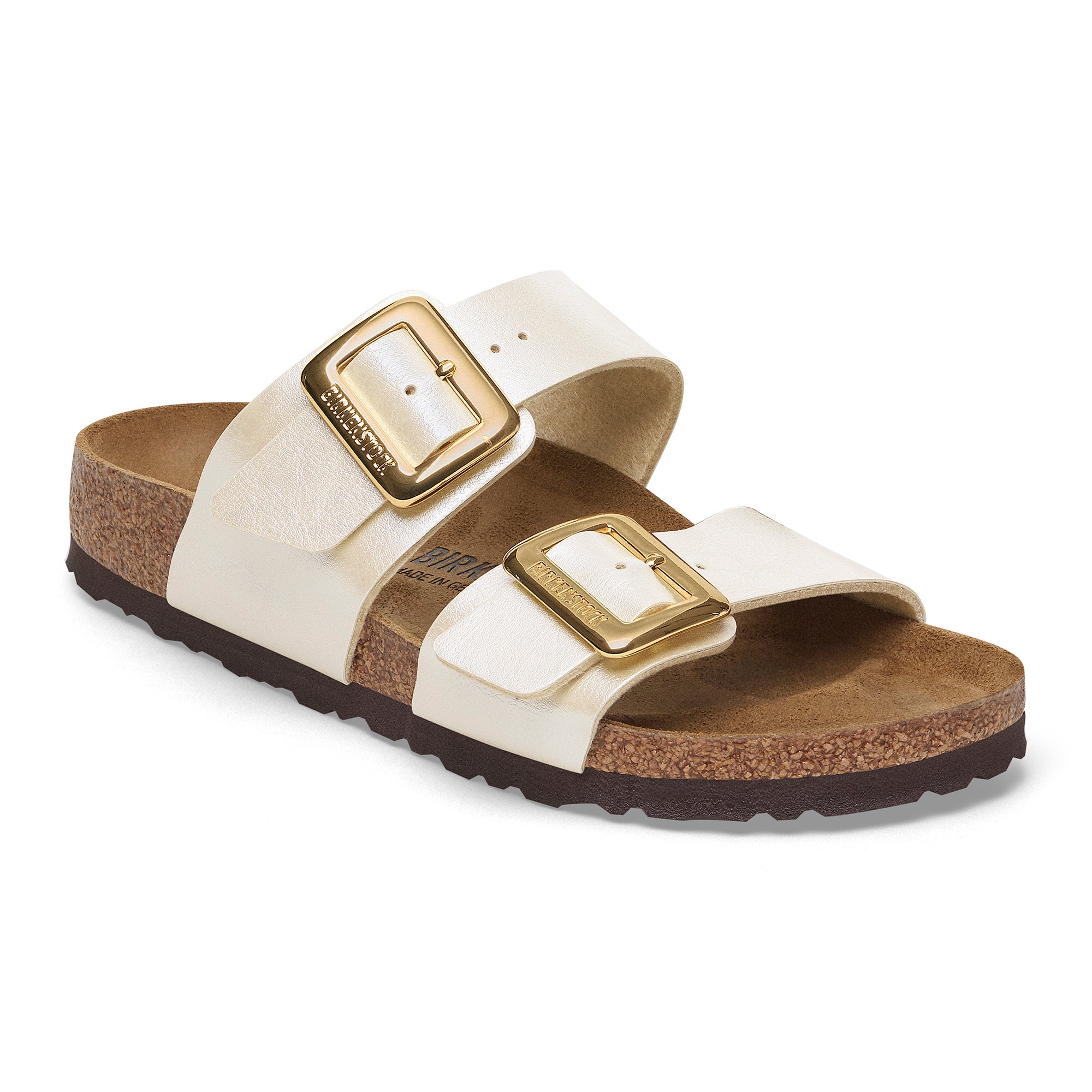 Birkenstock Sydney Luxe Buckle graceful pearl white Birko-Flor