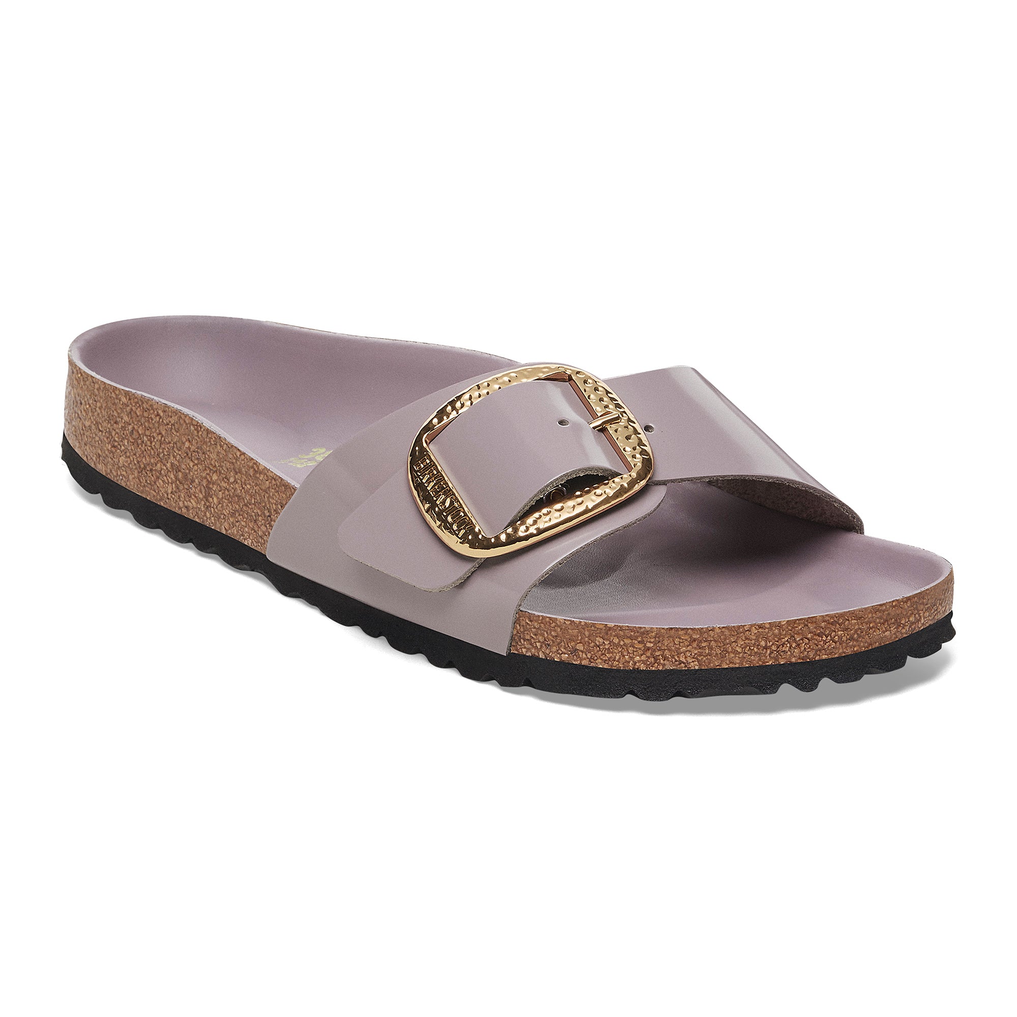 Birkenstock Madrid Hammered Big Buckle high shine faded purple leather