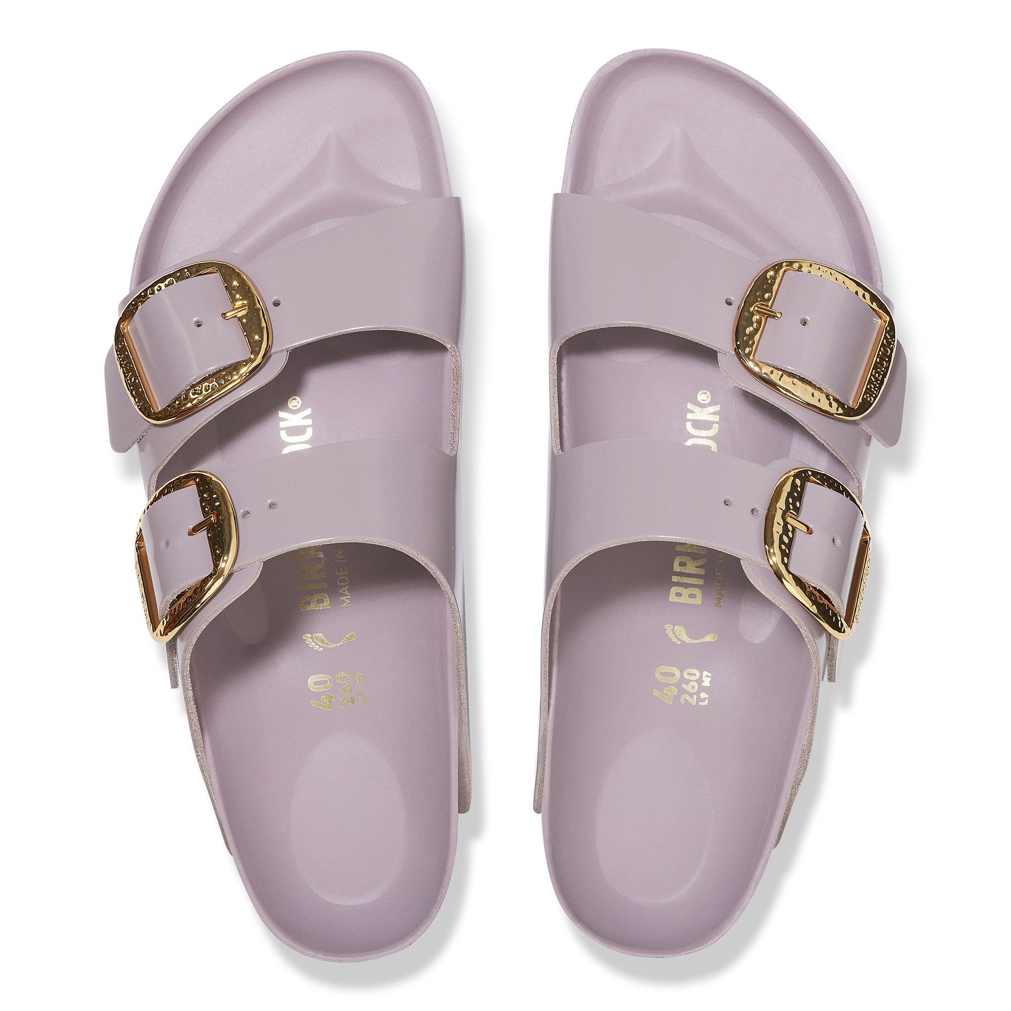 Birkenstock Arizona Hammered Big Buckle high shine faded purple leather