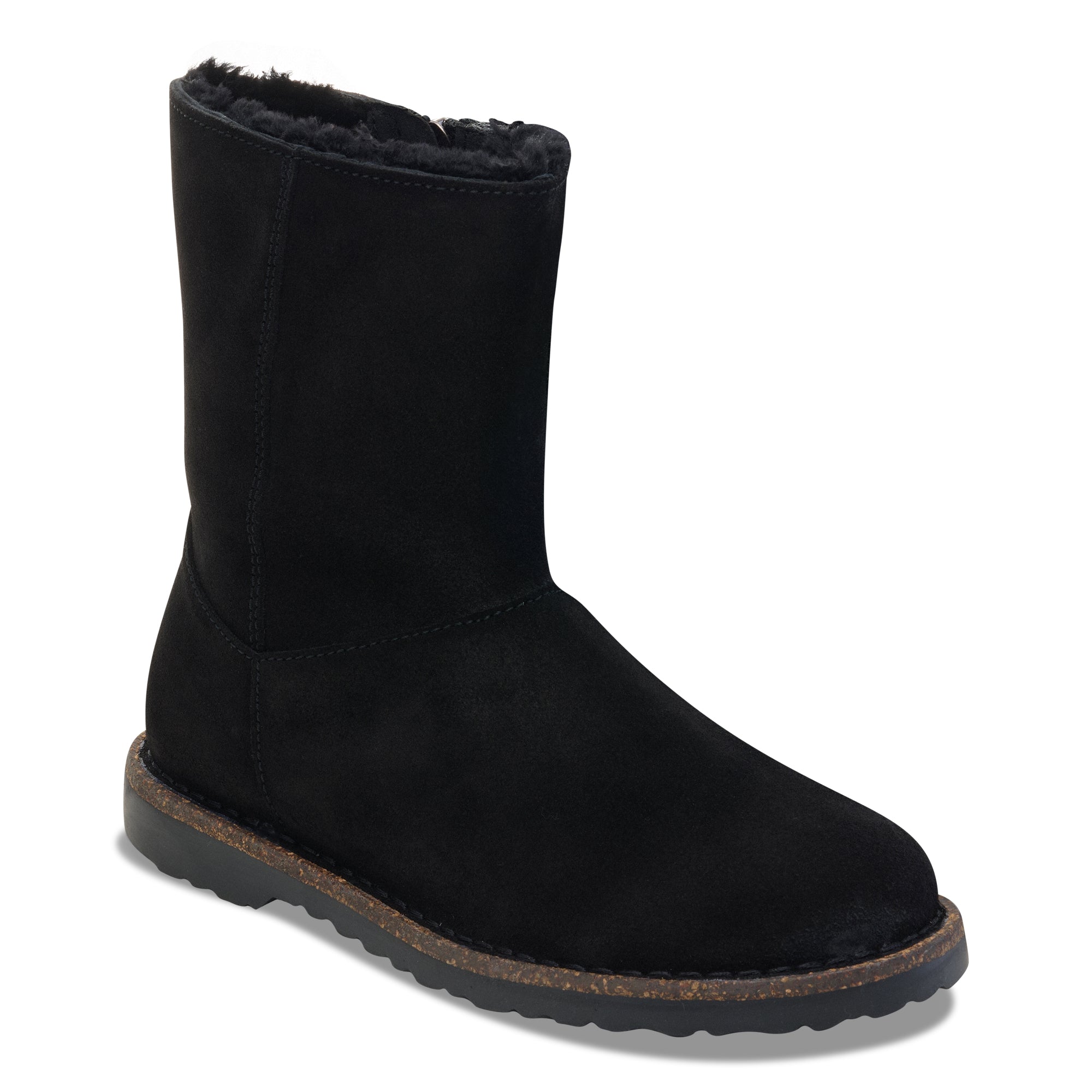 Birkenstock Uppsala Zip black suede/black shearling
