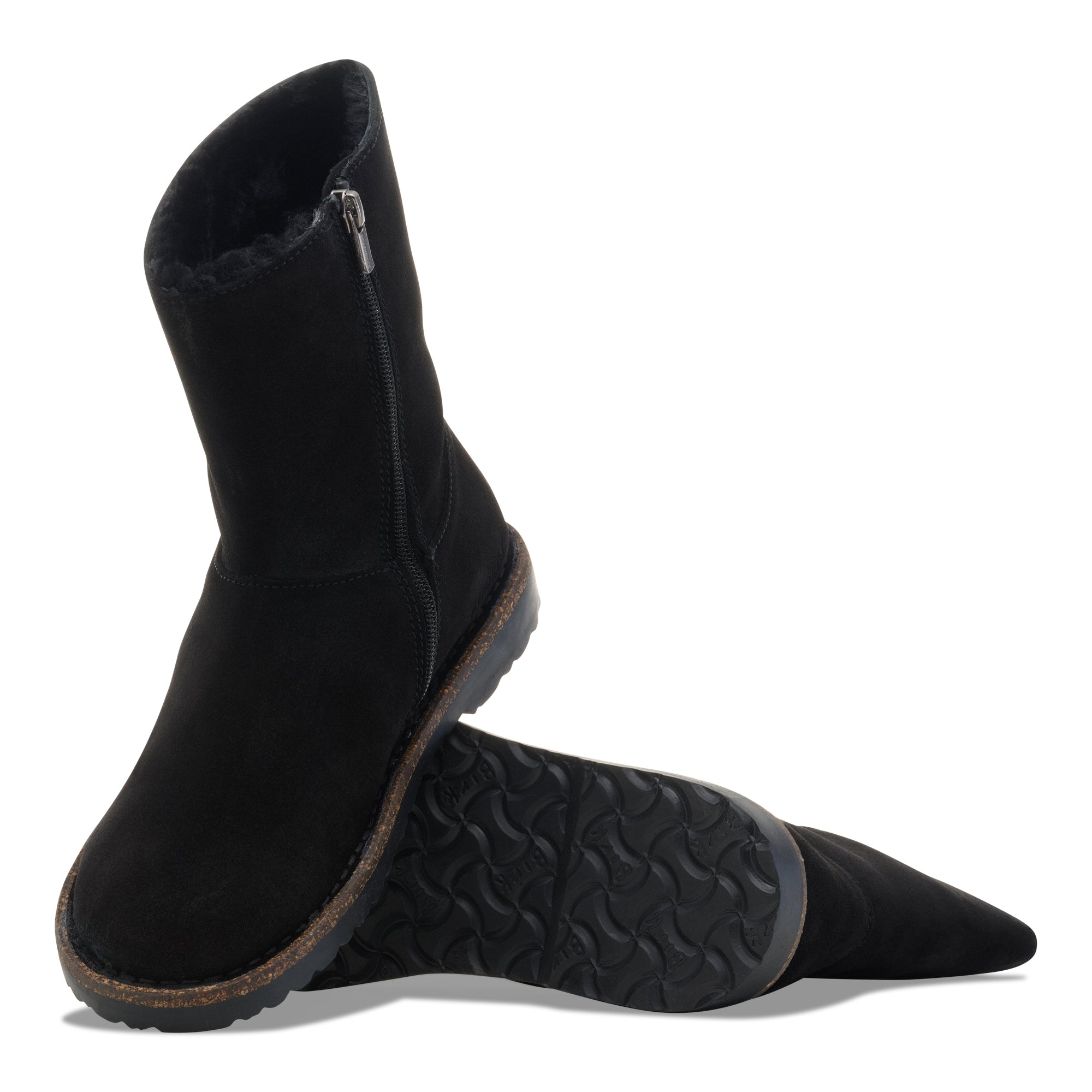 Birkenstock Uppsala Zip black suede/black shearling