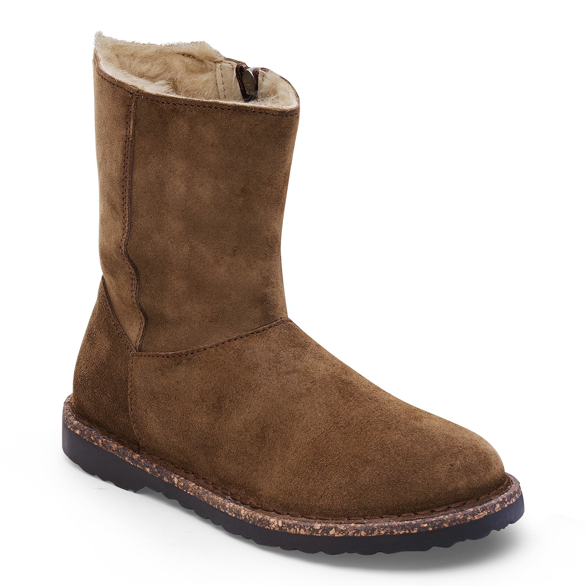 Birkenstock Uppsala Zip dark tea suede/natural shearling
