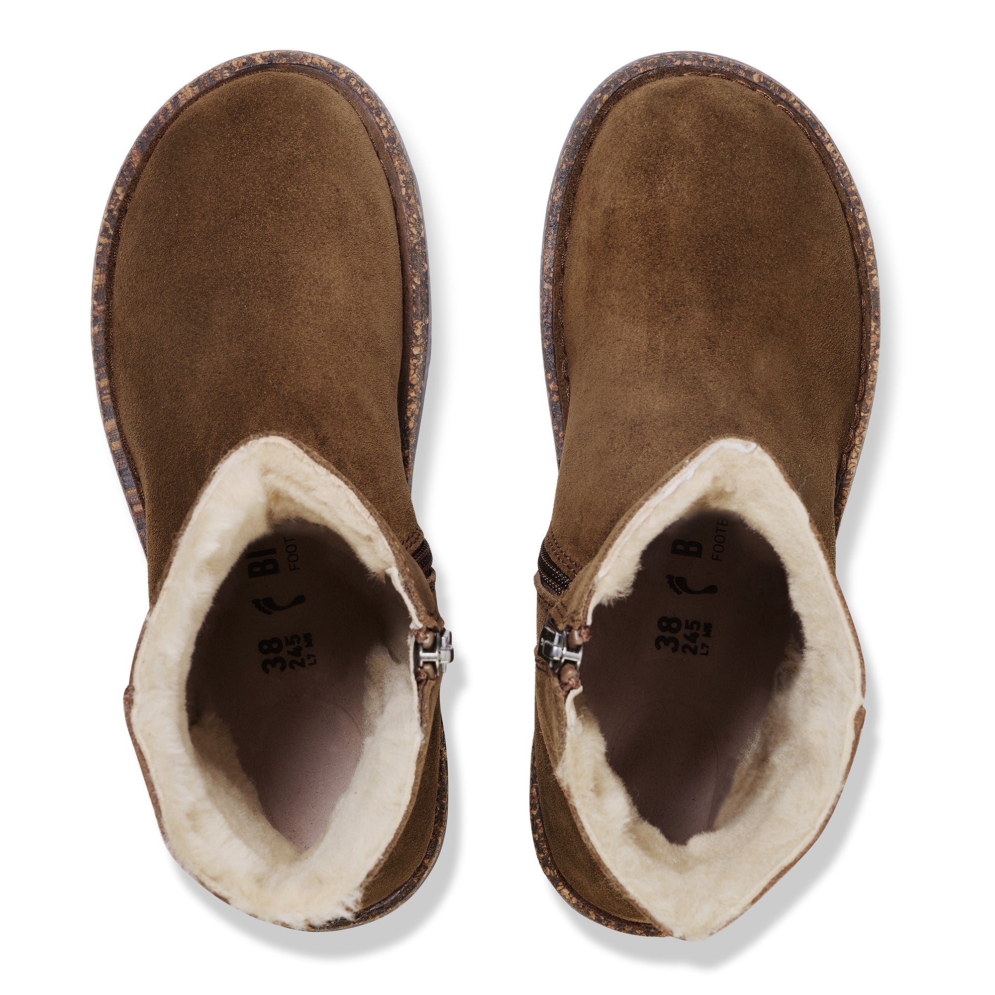 Birkenstock Uppsala Zip dark tea suede/natural shearling