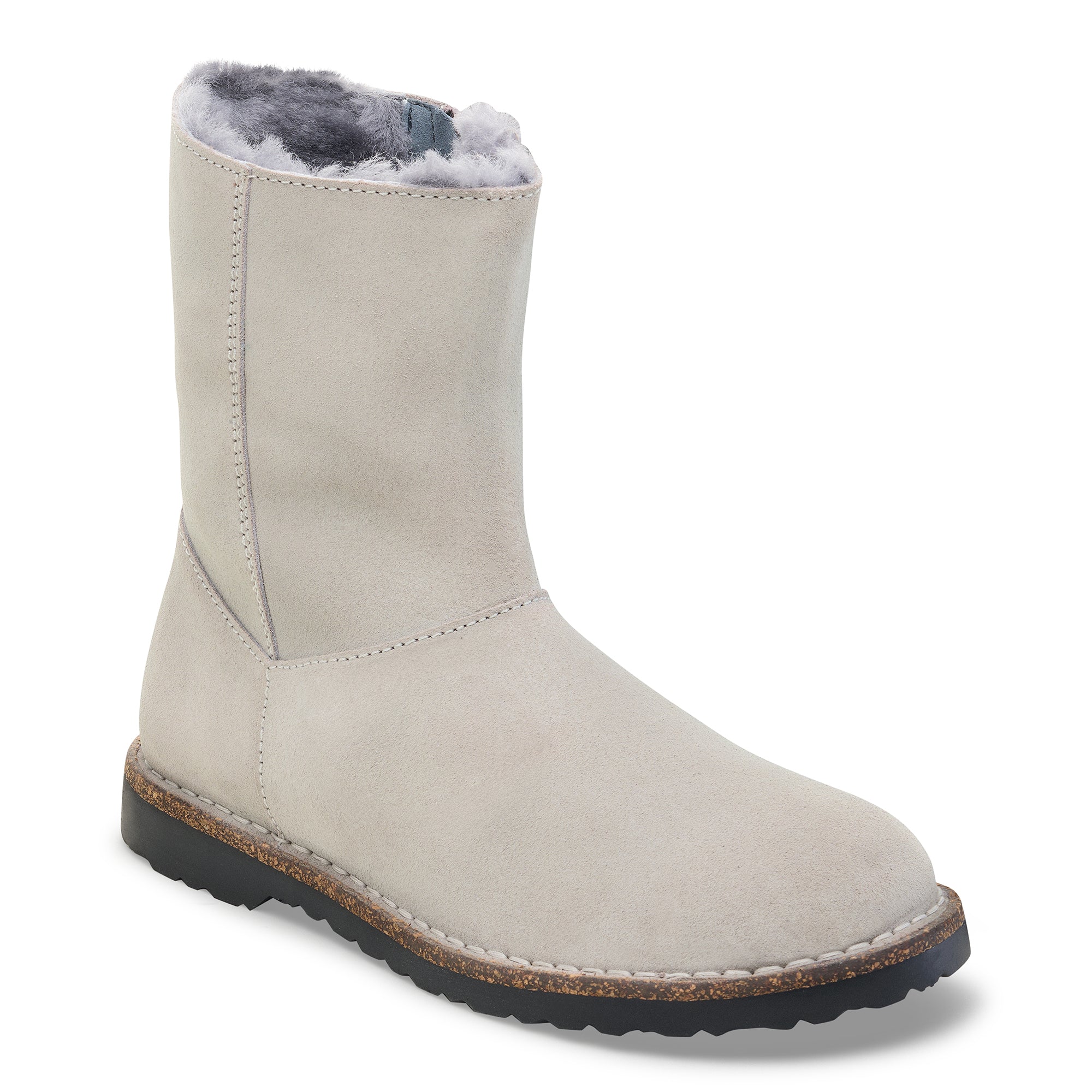 Birkenstock Uppsala Zip stone coin suede/natural shearling