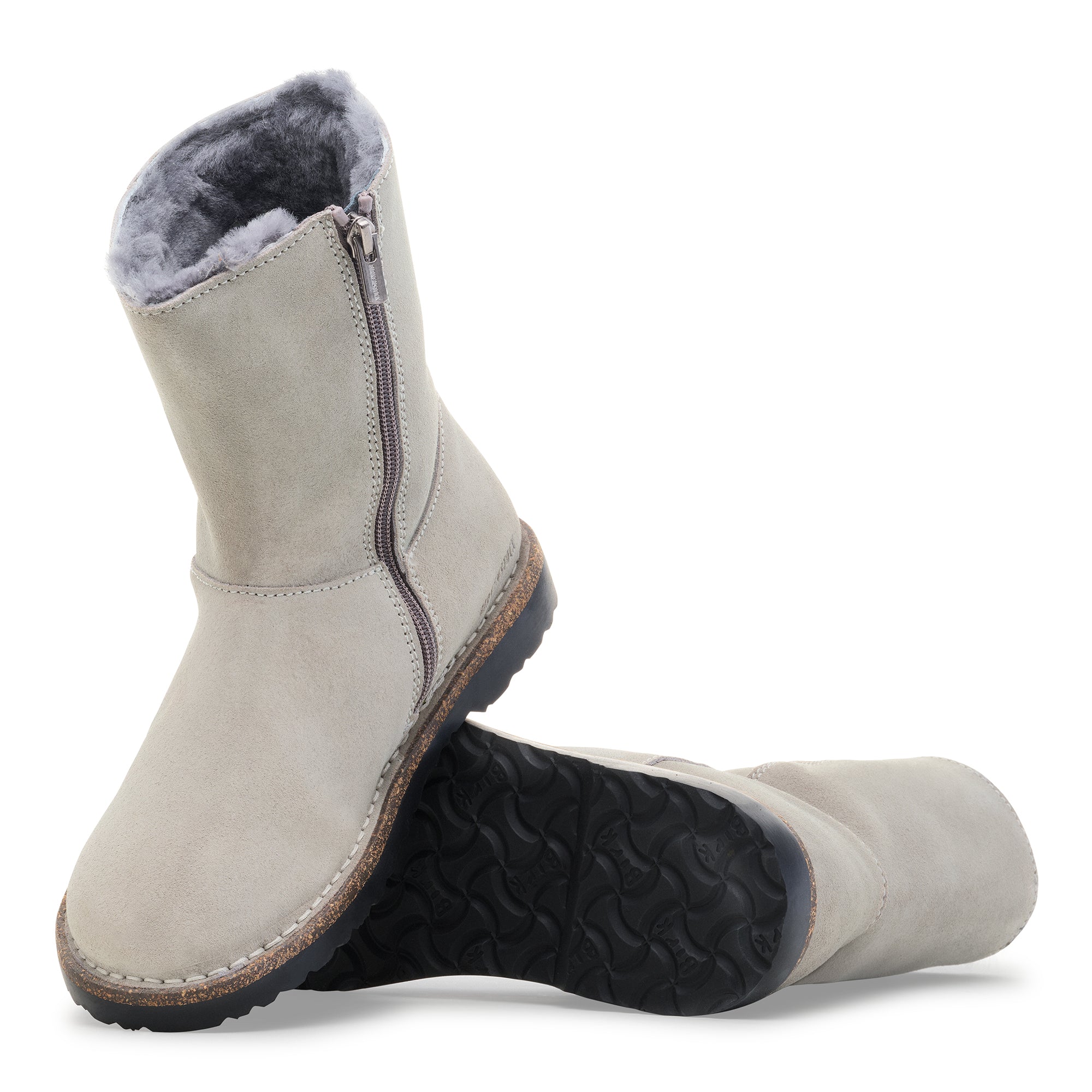Birkenstock Uppsala Zip stone coin suede/natural shearling