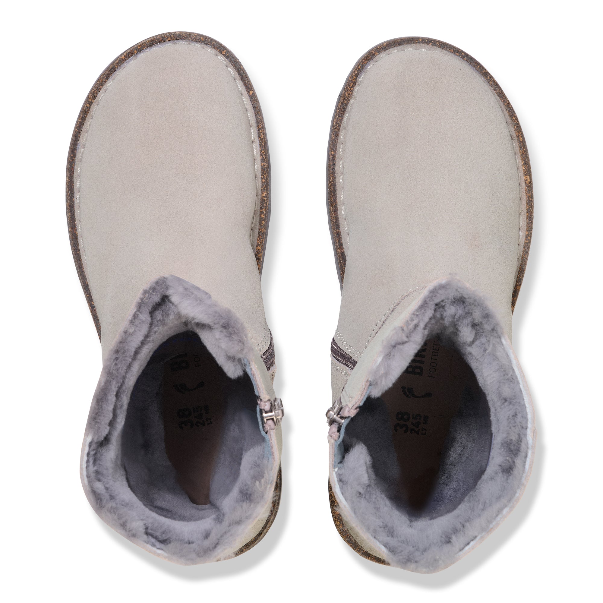 Birkenstock Uppsala Zip stone coin suede/natural shearling