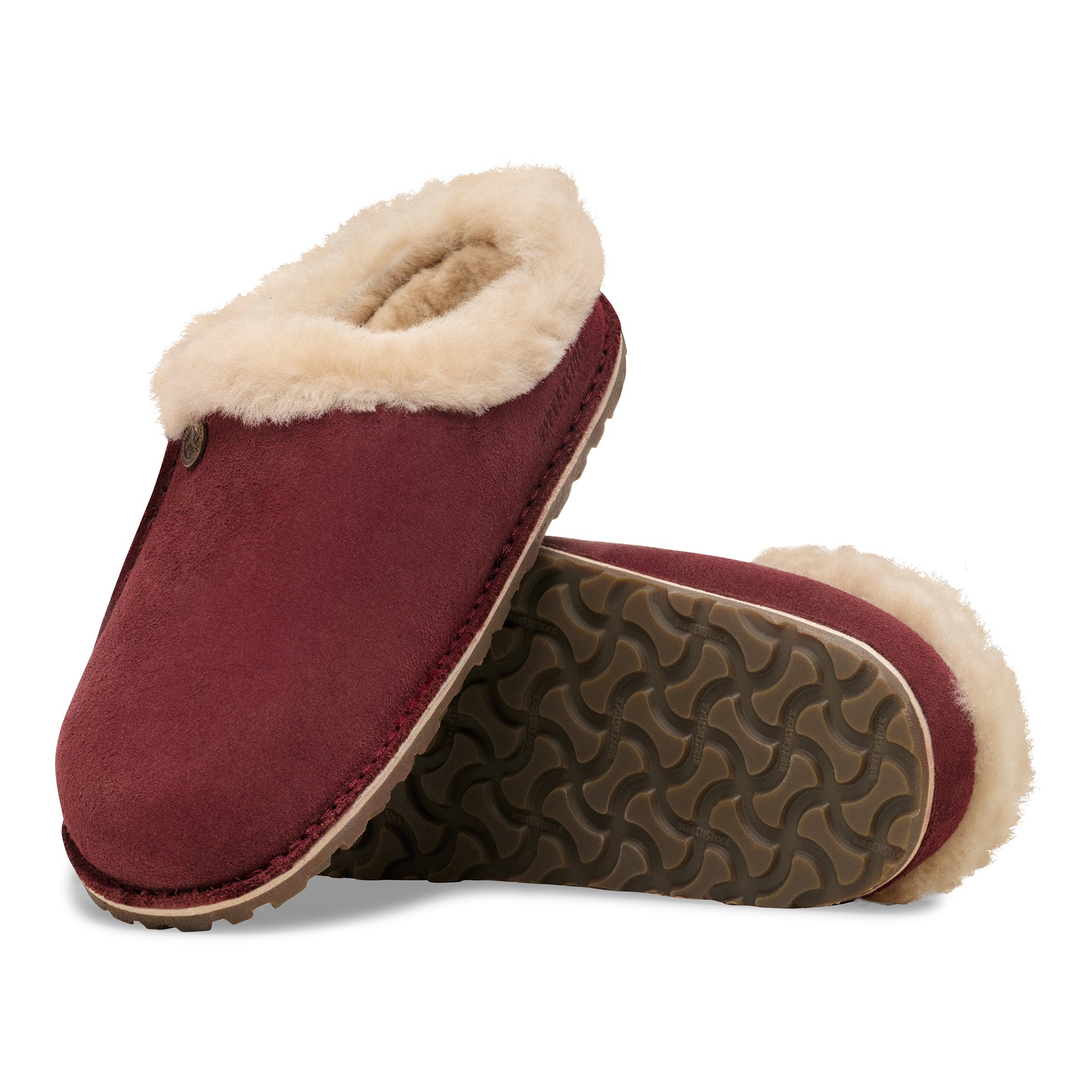 Birkenstock Zermatt Premium zinfandel suede/natural shearling with rubber/cork sole