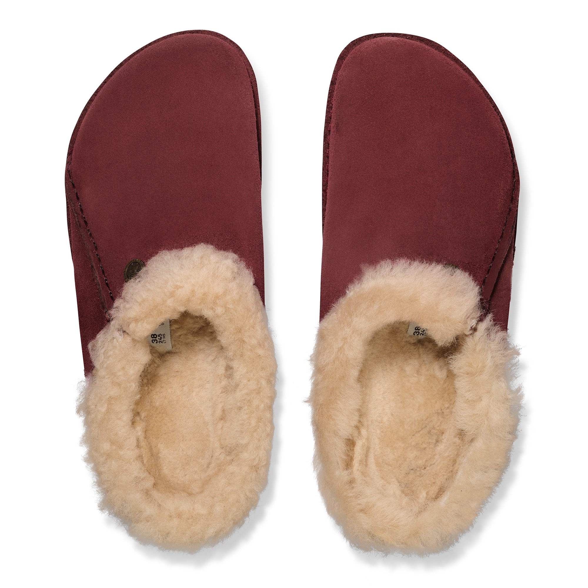 Birkenstock Zermatt Premium zinfandel suede/natural shearling with rubber/cork sole