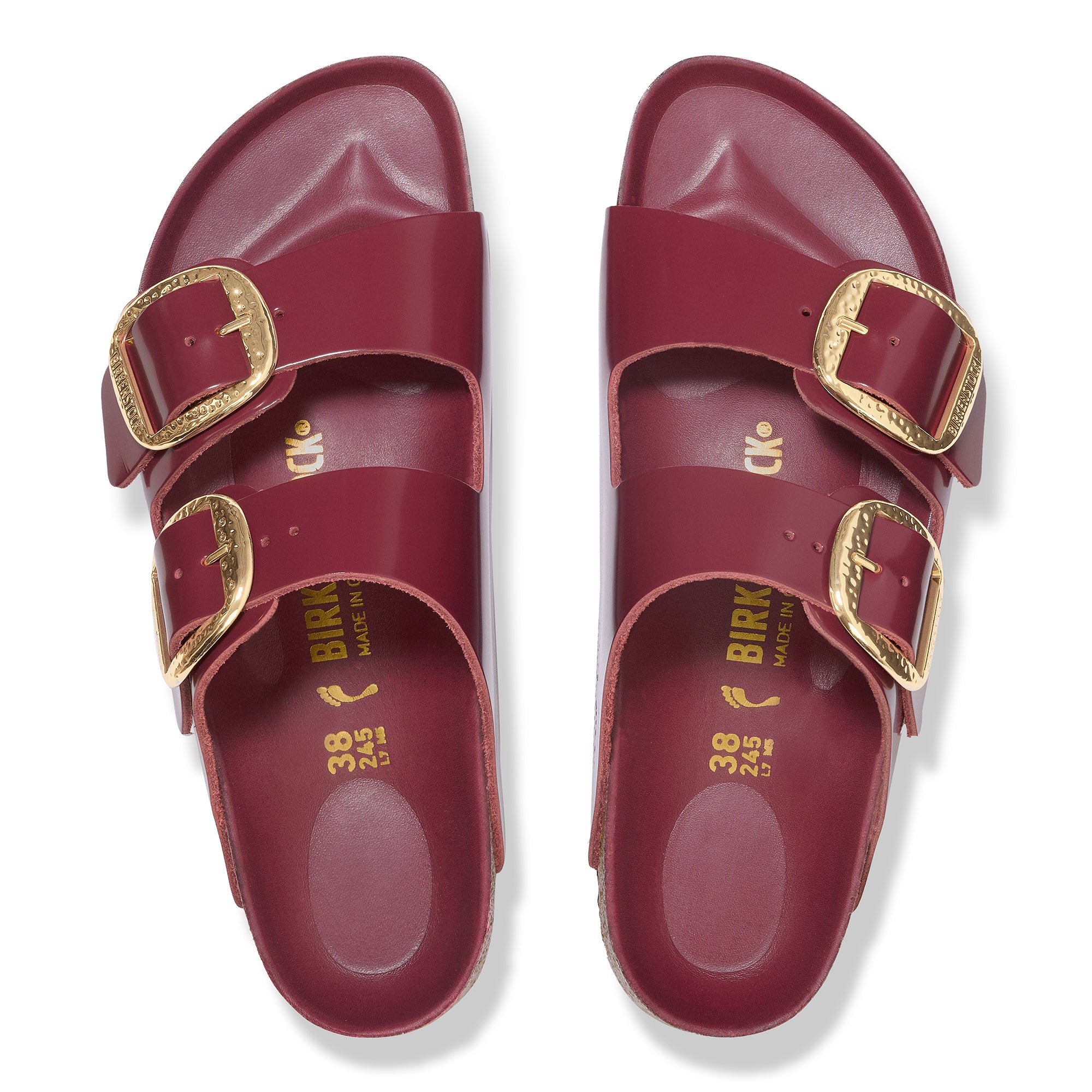 Birkenstock Arizona Hammered Big Buckle high shine zinfandel leather