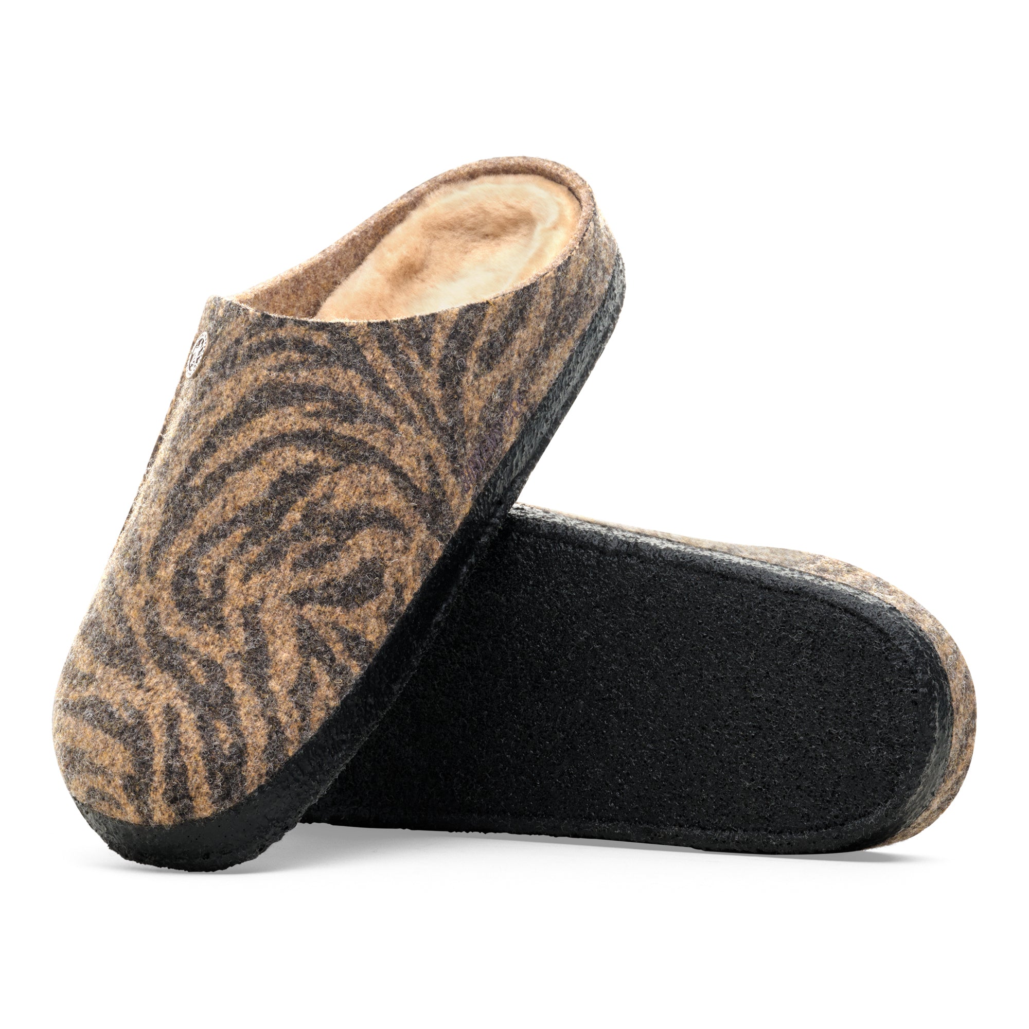 Birkenstock Zermatt Shearling zebra toffee wool/natural shearling