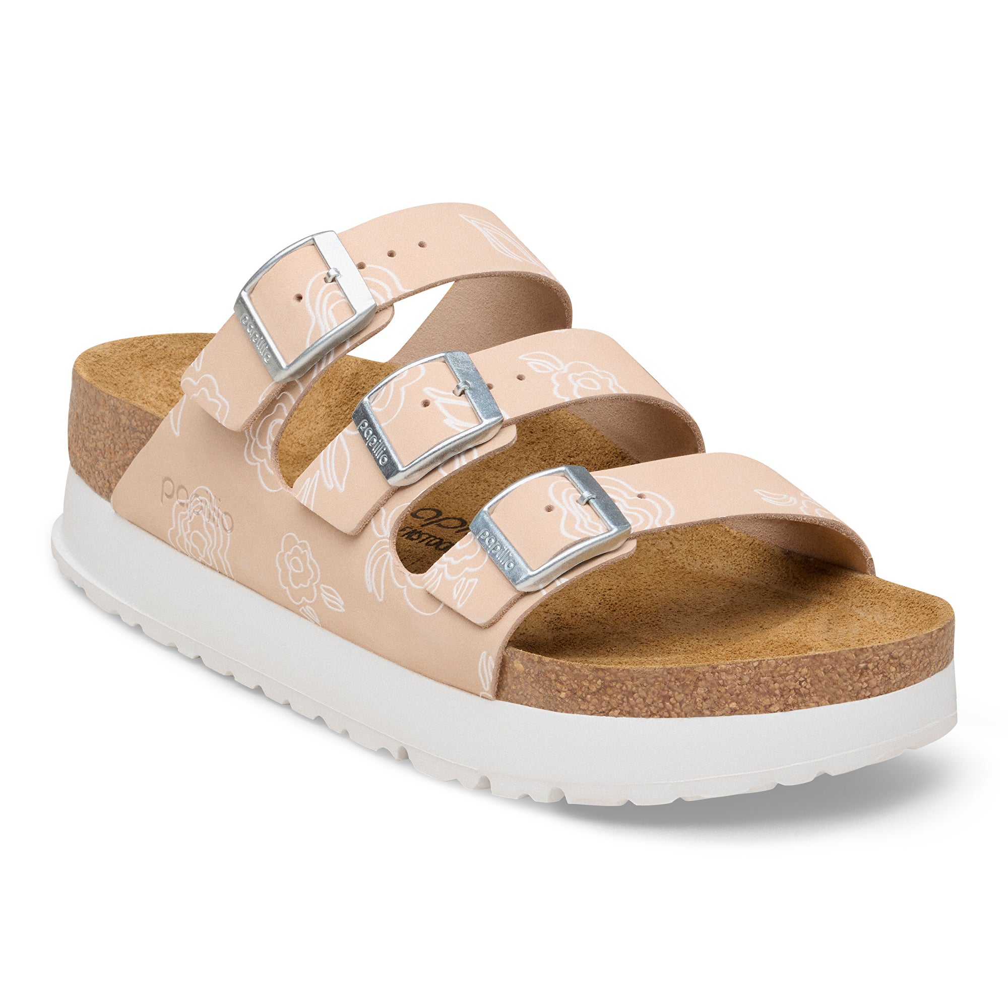 Papillio Florida Platform flower print light rose nubuck by Birkenstock