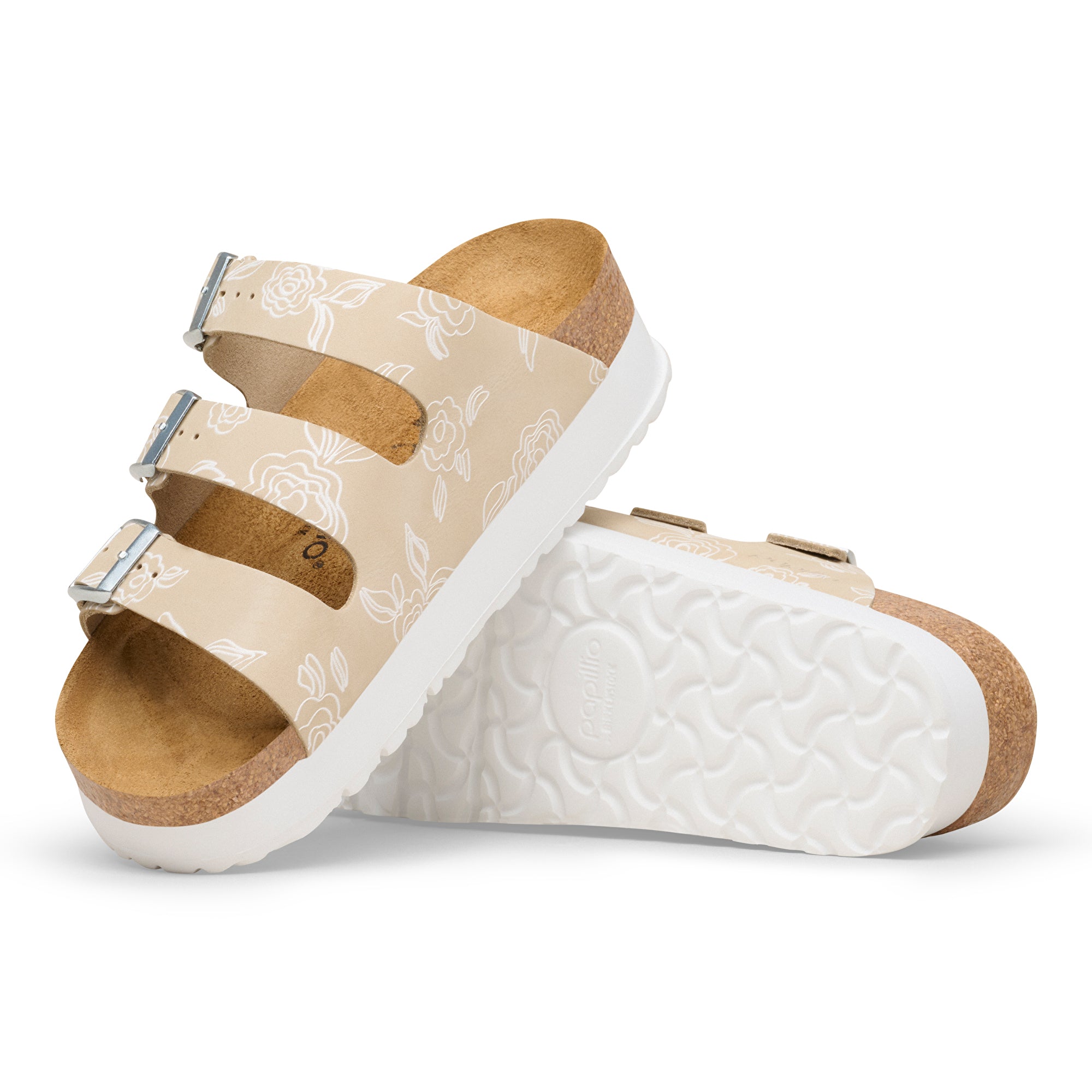Papillio Florida Platform flower print oyster nubuck by Birkenstock