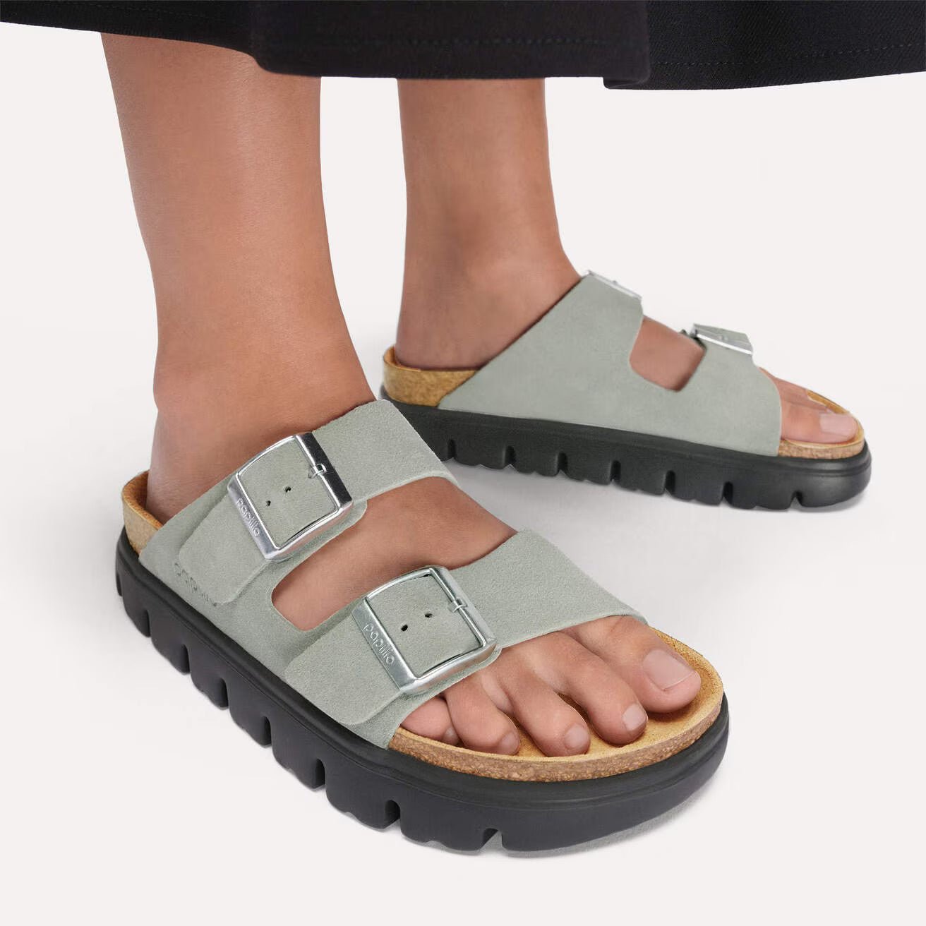 Papillio Arizona Chunky pure sage suede by Birkenstock