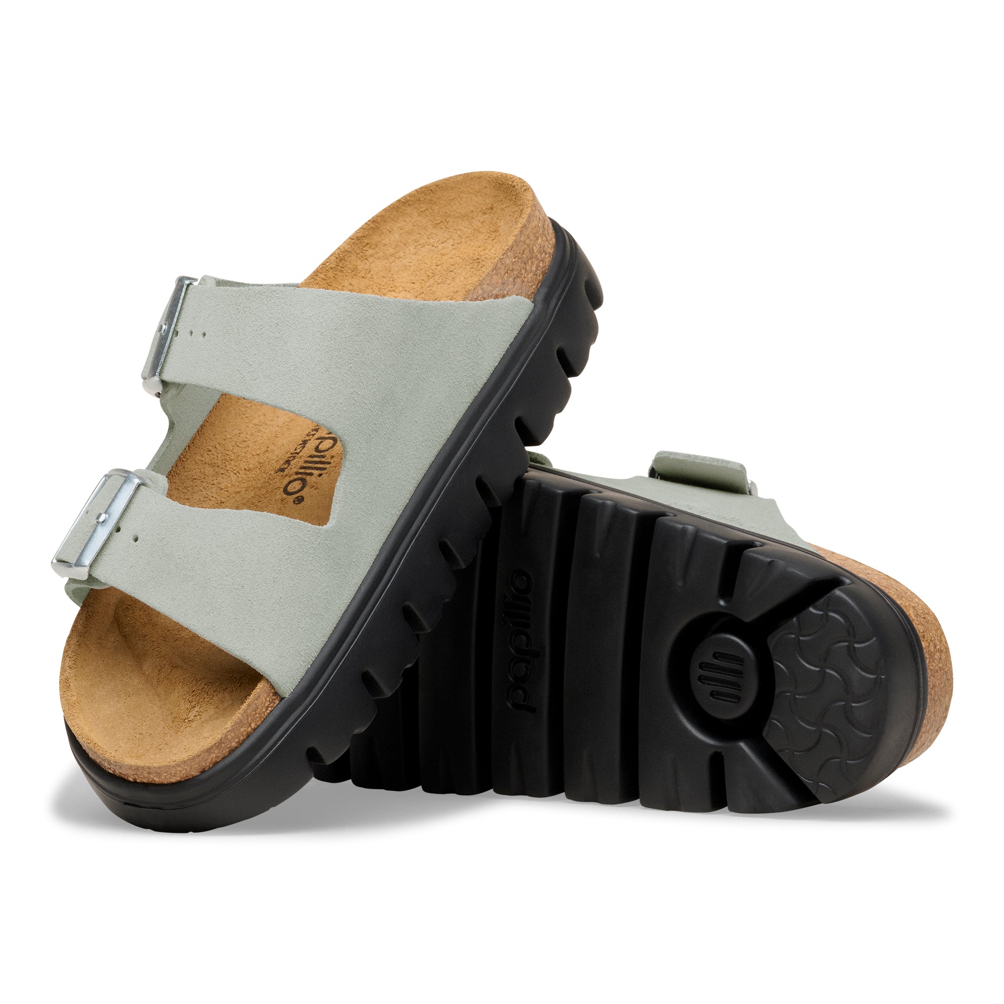 Papillio Arizona Chunky pure sage suede by Birkenstock