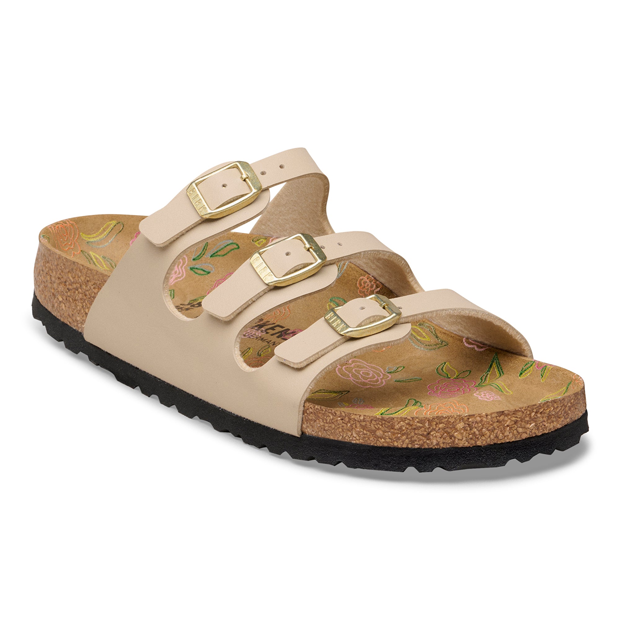 Birkenstock Florida flower print footbed sandcastle Birko-Flor