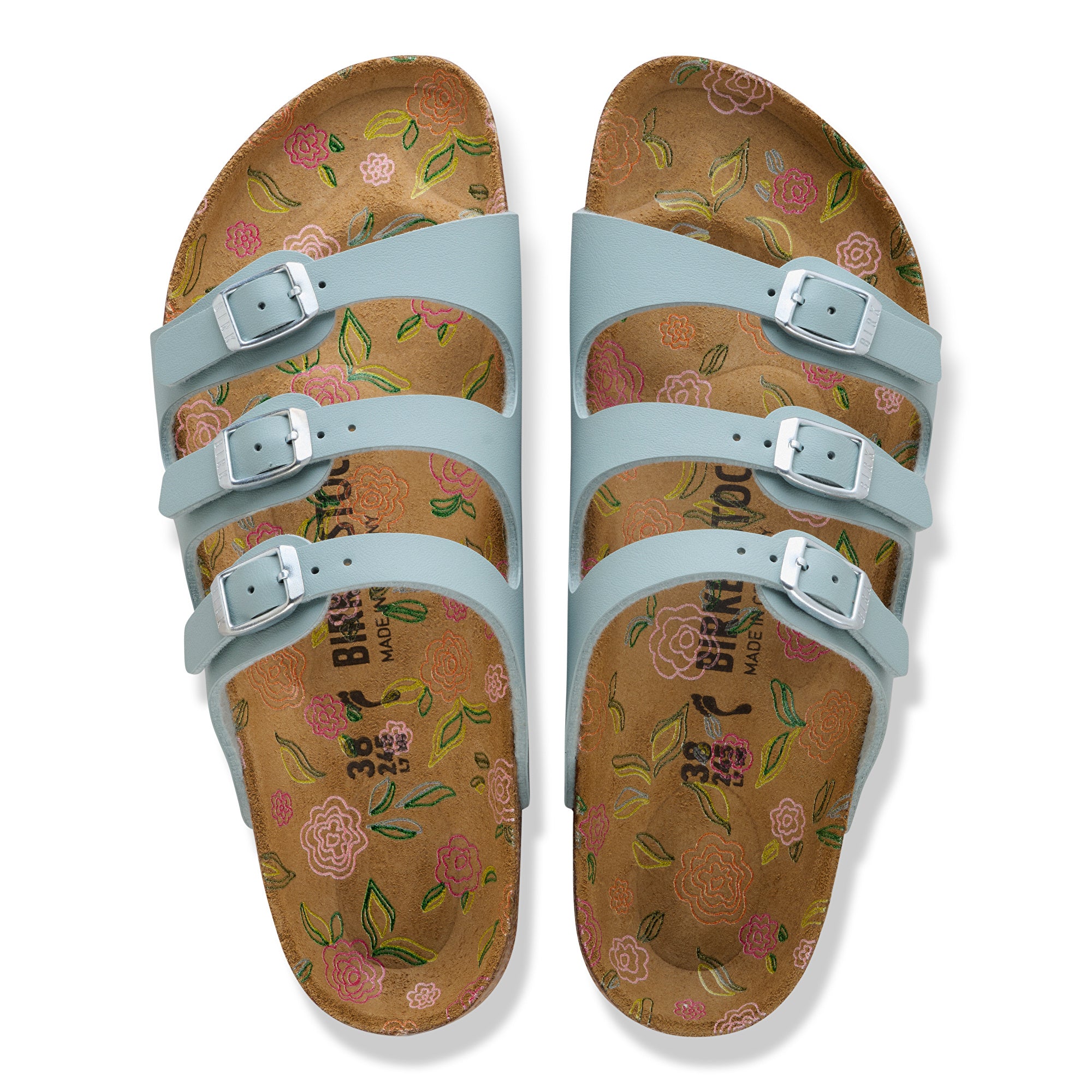 Birkenstock Florida flower print footbed pure sage Birko-Flor