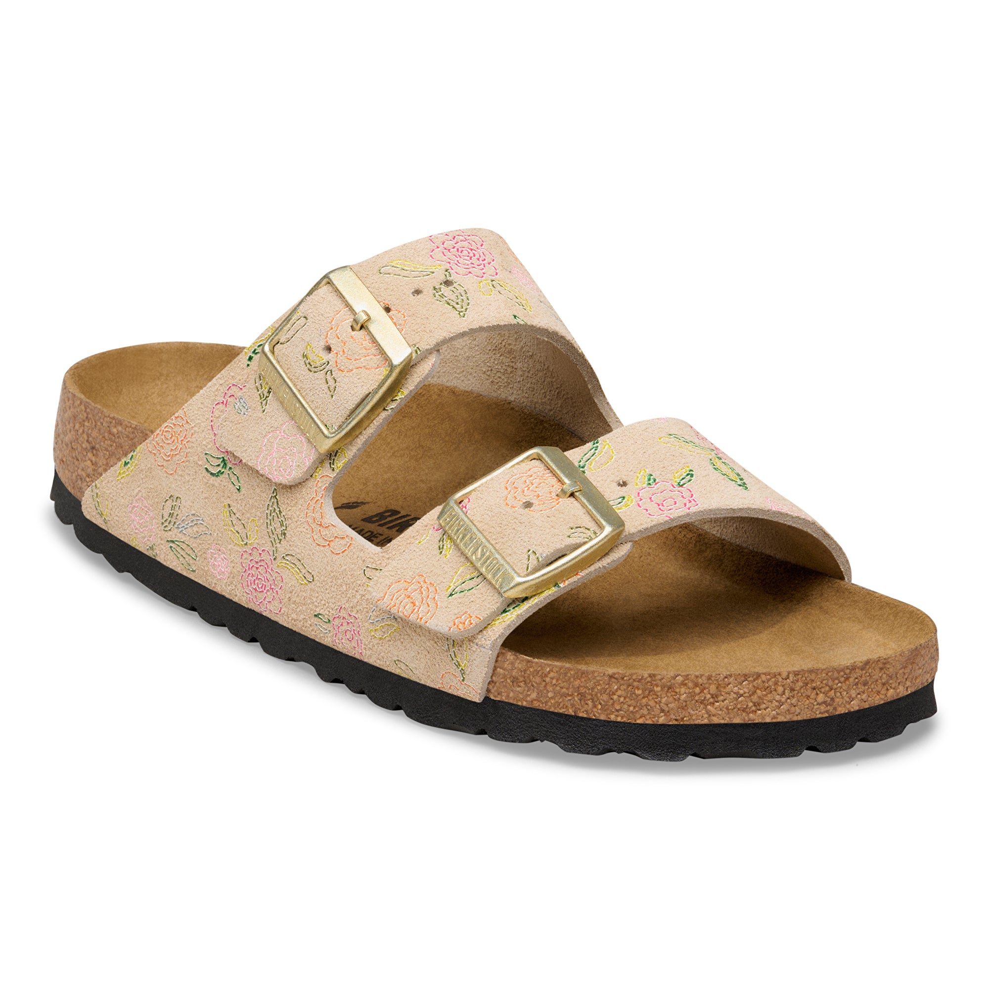 Birkenstock Arizona flower print sandcastle suede