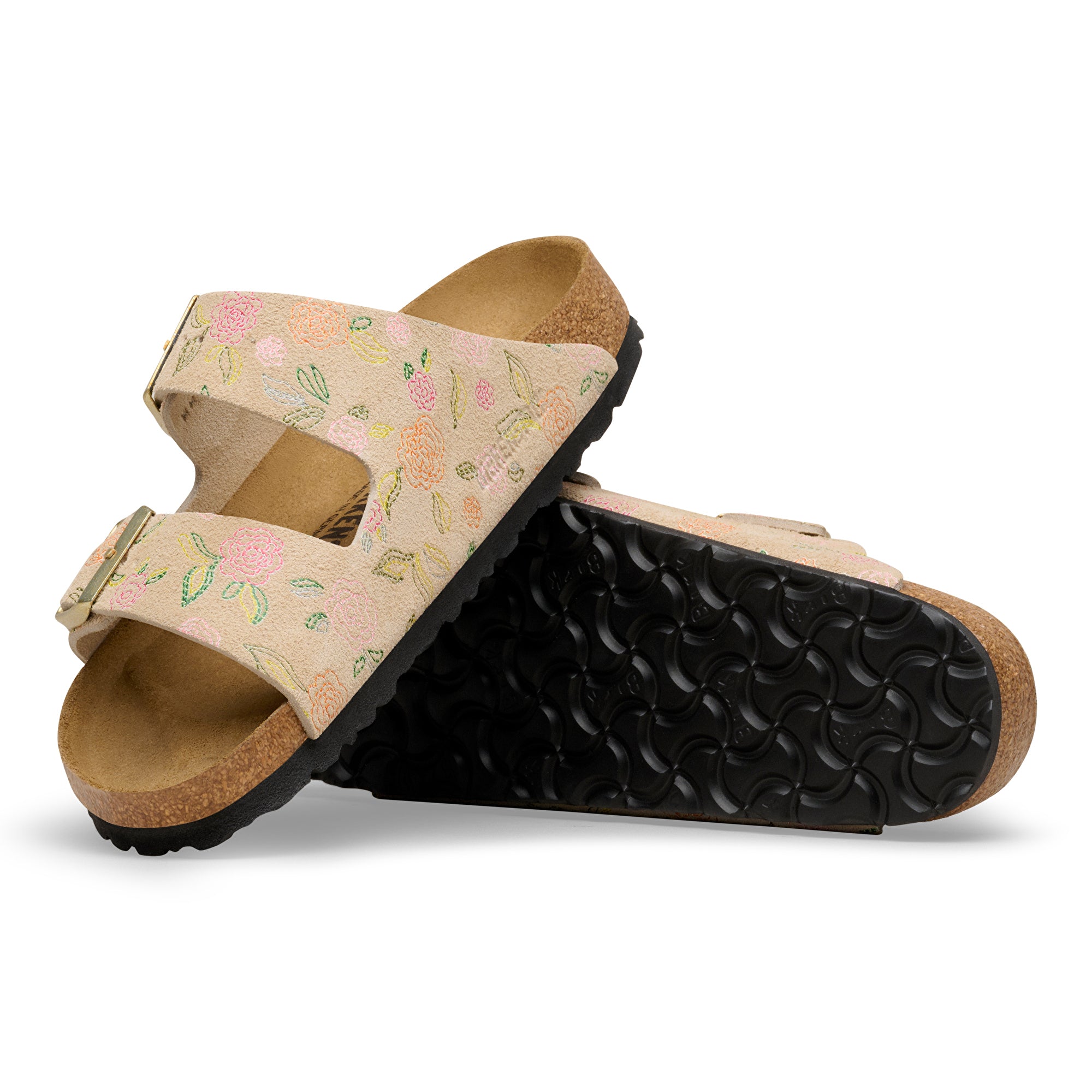 Birkenstock Arizona flower print sandcastle suede