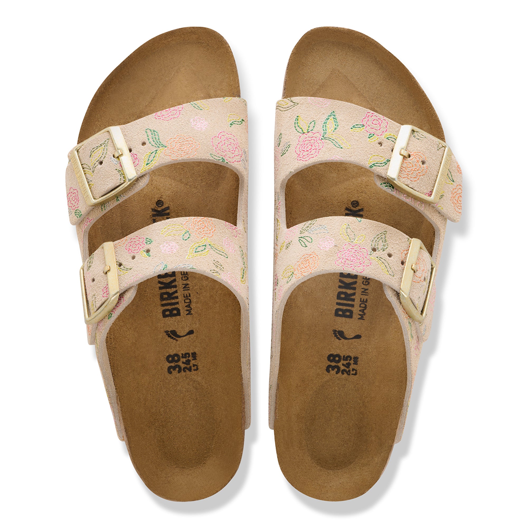Birkenstock Arizona flower print sandcastle suede