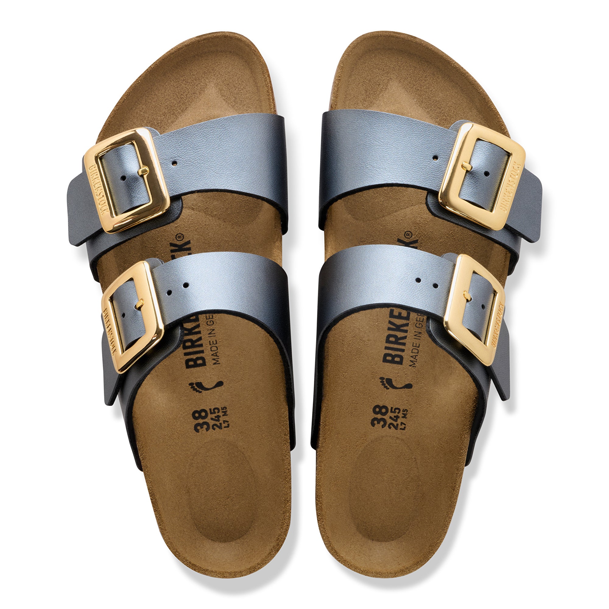 Birkenstock Sydney Luxe Buckle metallic black Birko-Flor