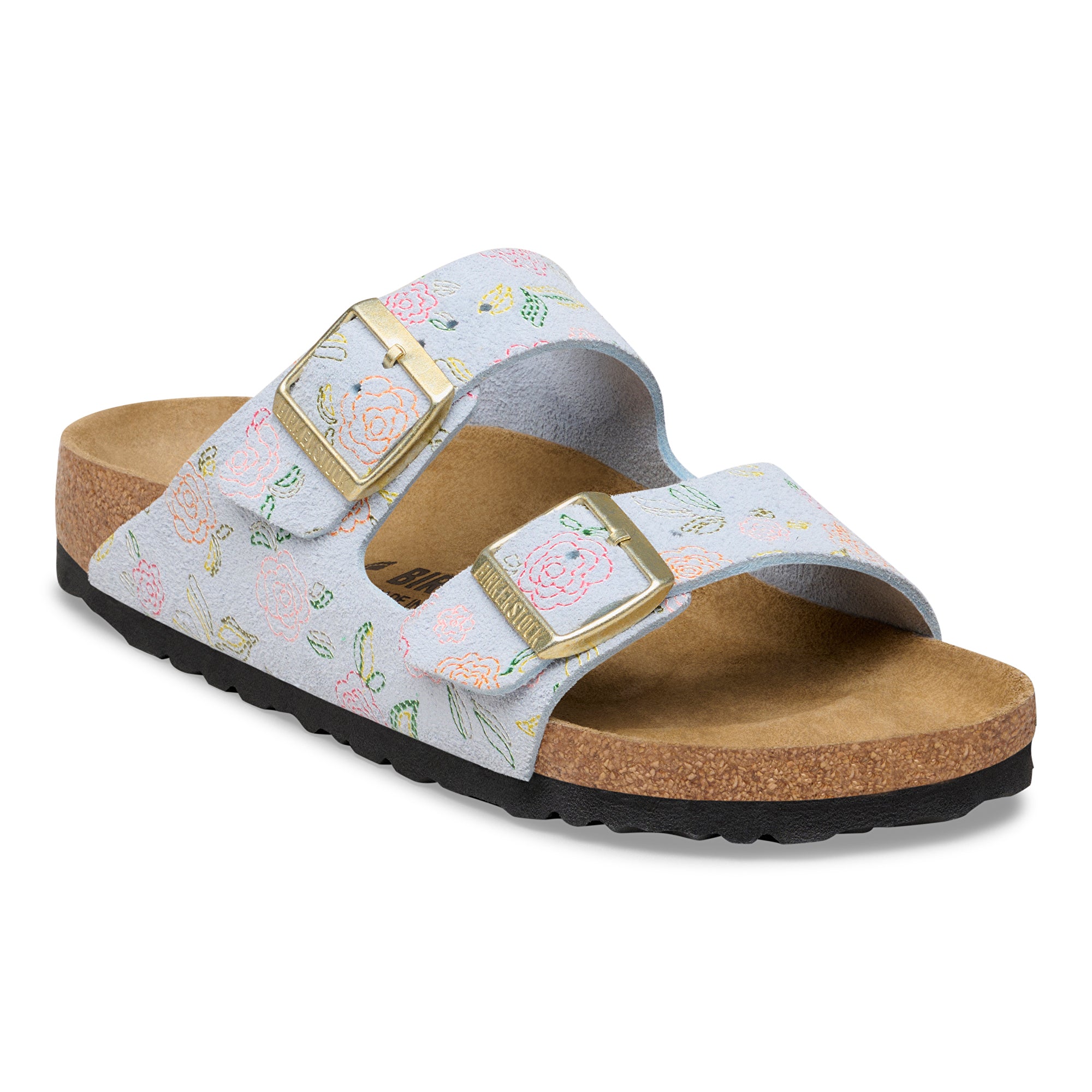 Birkenstock Arizona flower print baby blue suede