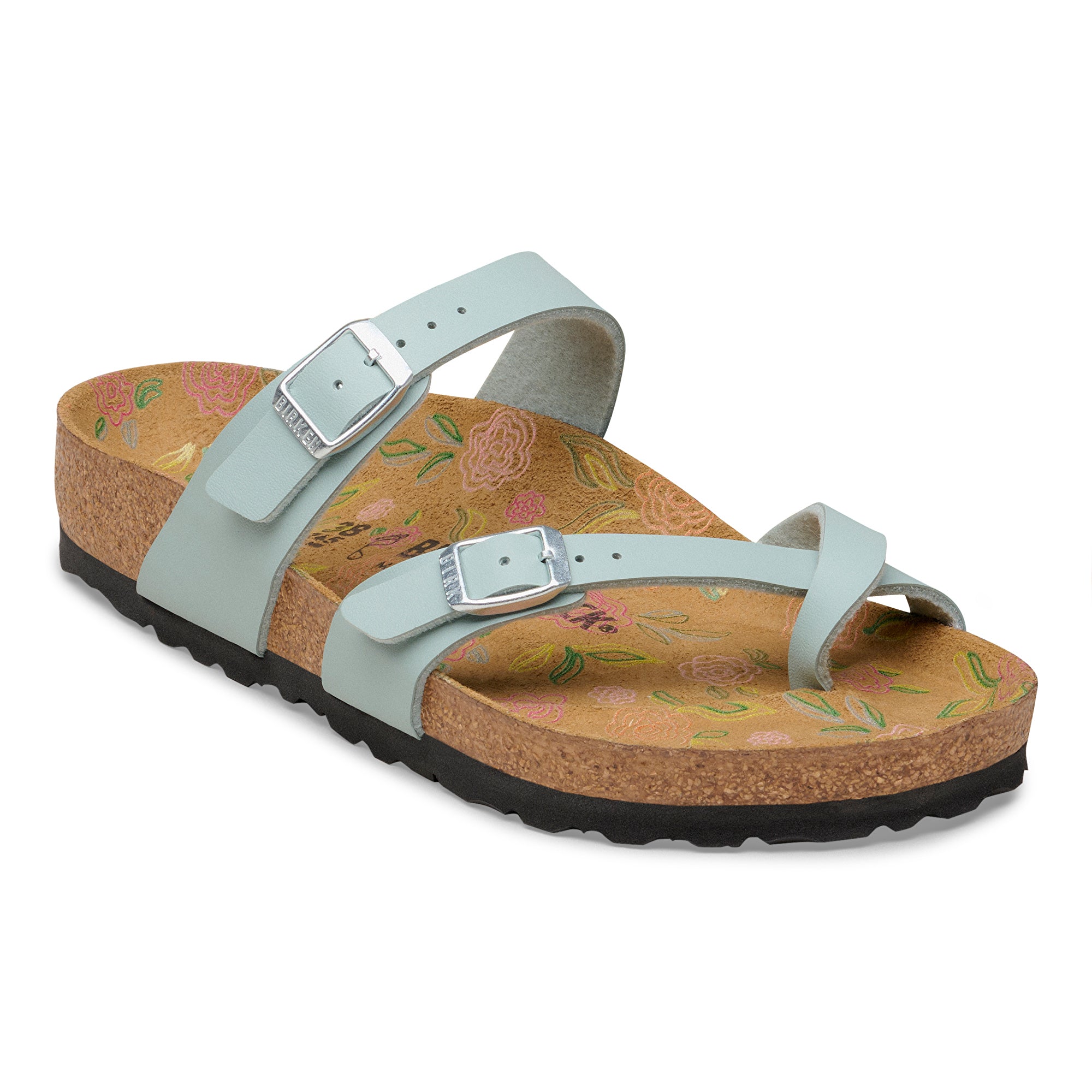 Birkenstock Mayari flower print footbed pure sage Birko-Flor