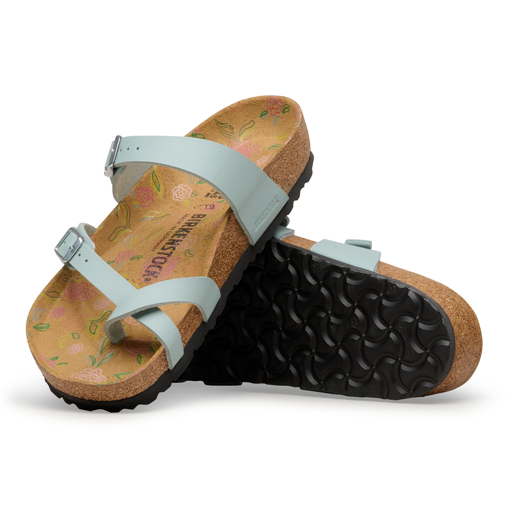 Birkenstock Mayari flower print footbed pure sage Birko-Flor