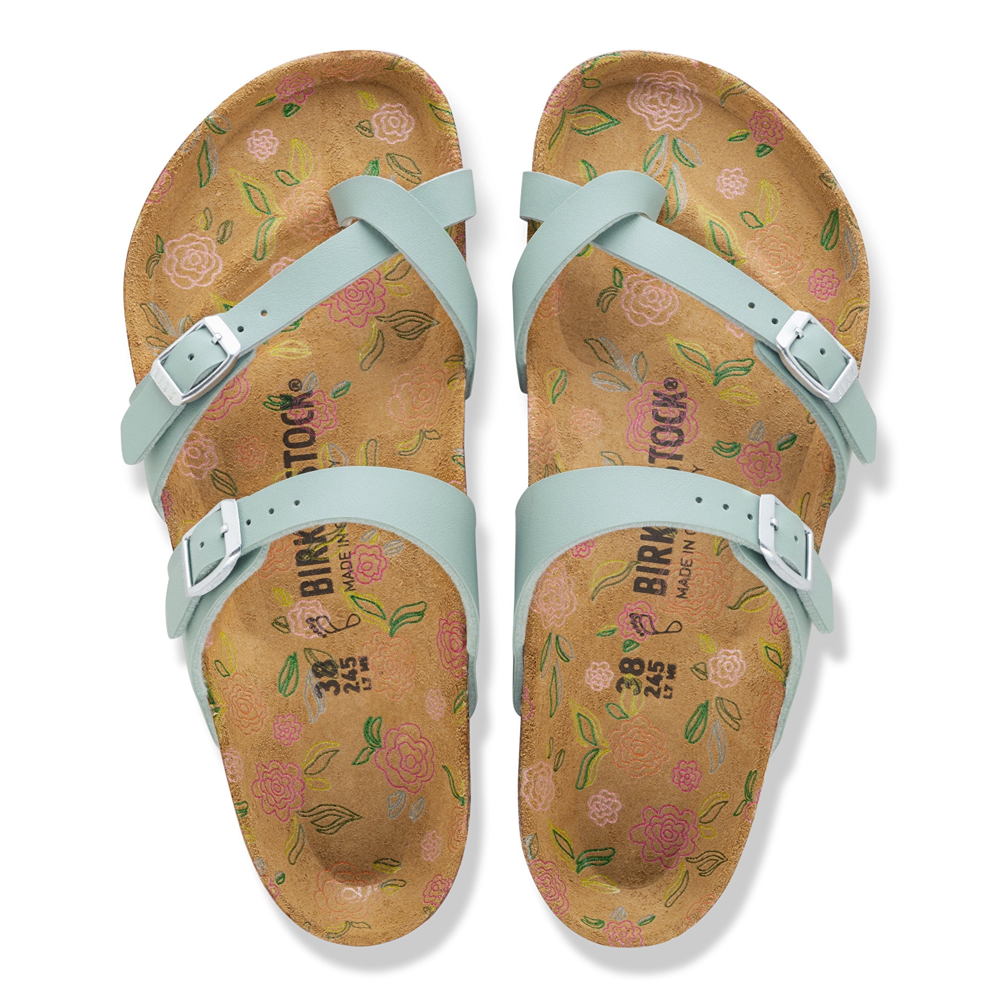 Birkenstock Mayari flower print footbed pure sage Birko-Flor