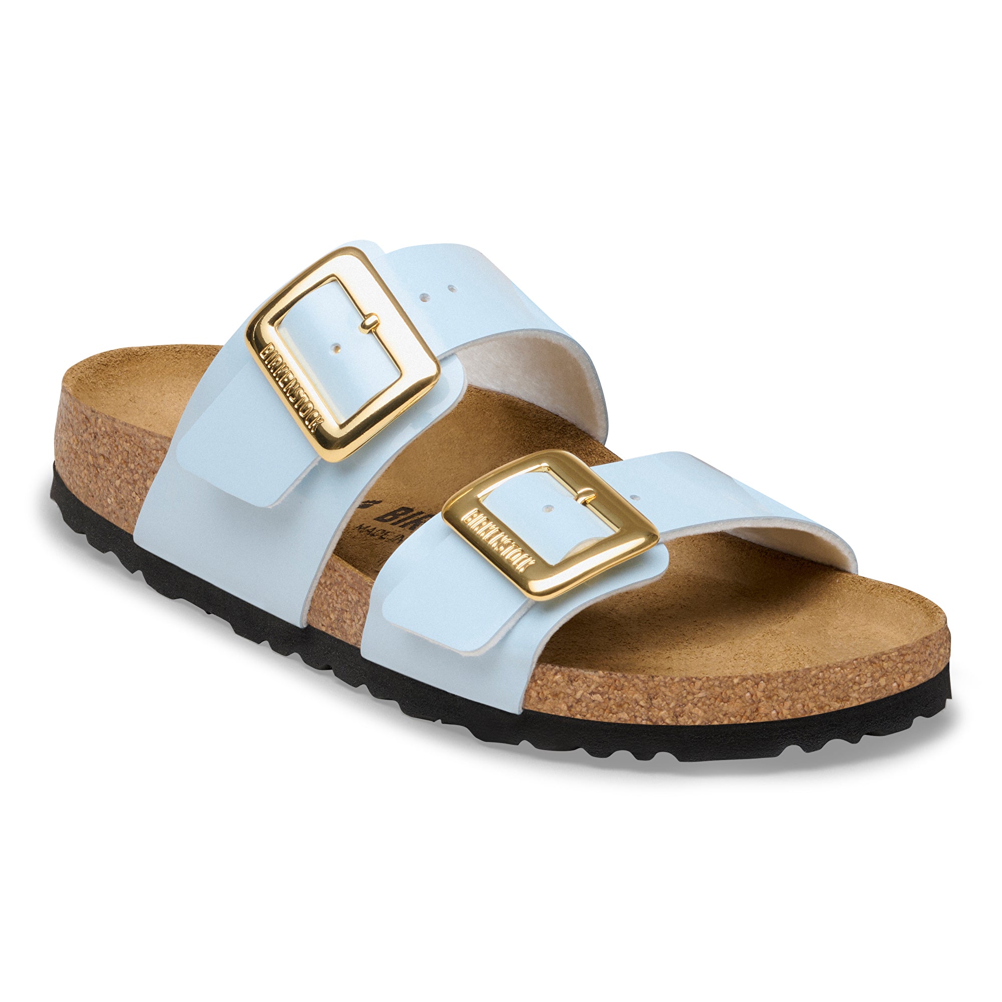 Birkenstock Sydney Luxe Buckle patent baby blue Birko-Flor