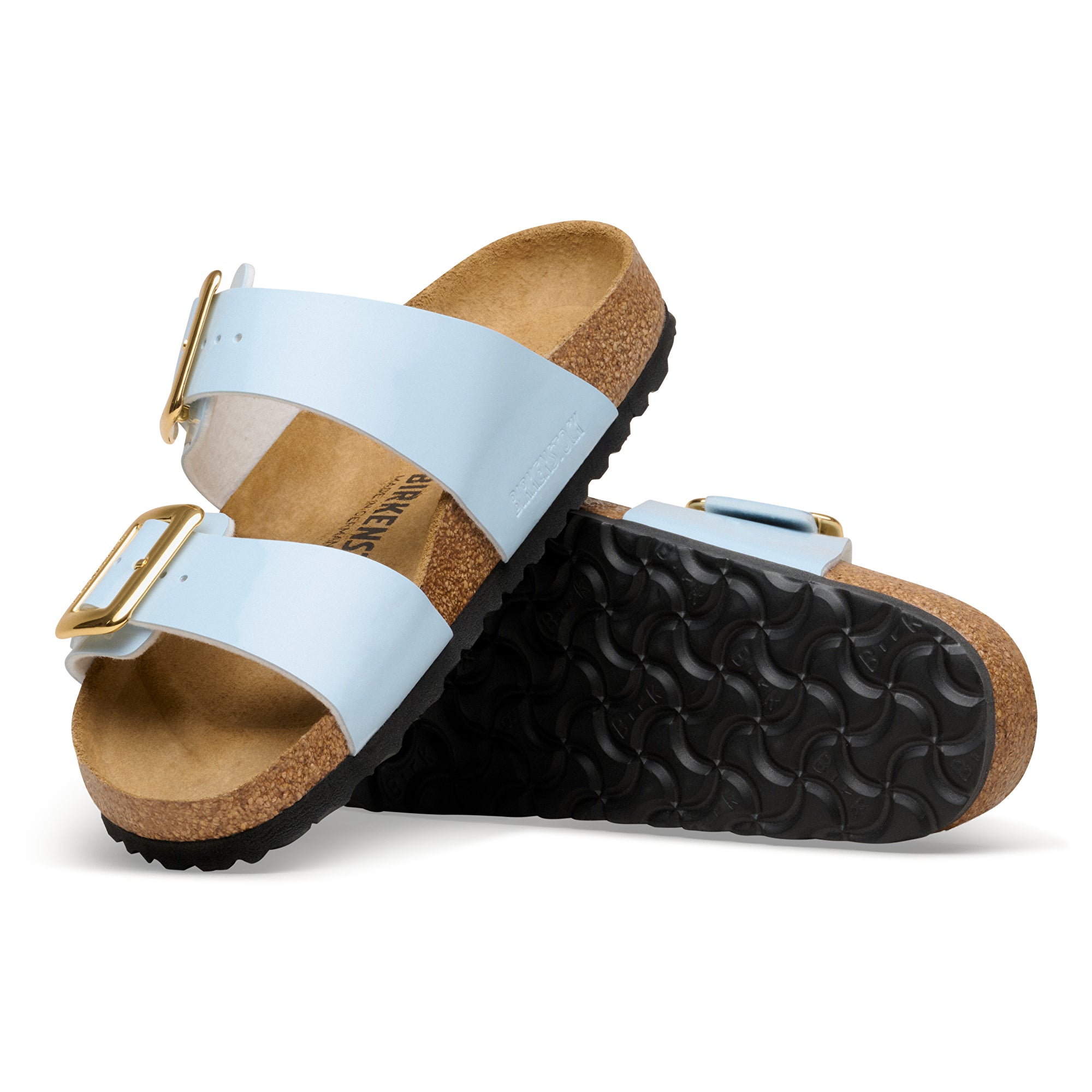 Birkenstock Sydney Luxe Buckle patent baby blue Birko-Flor