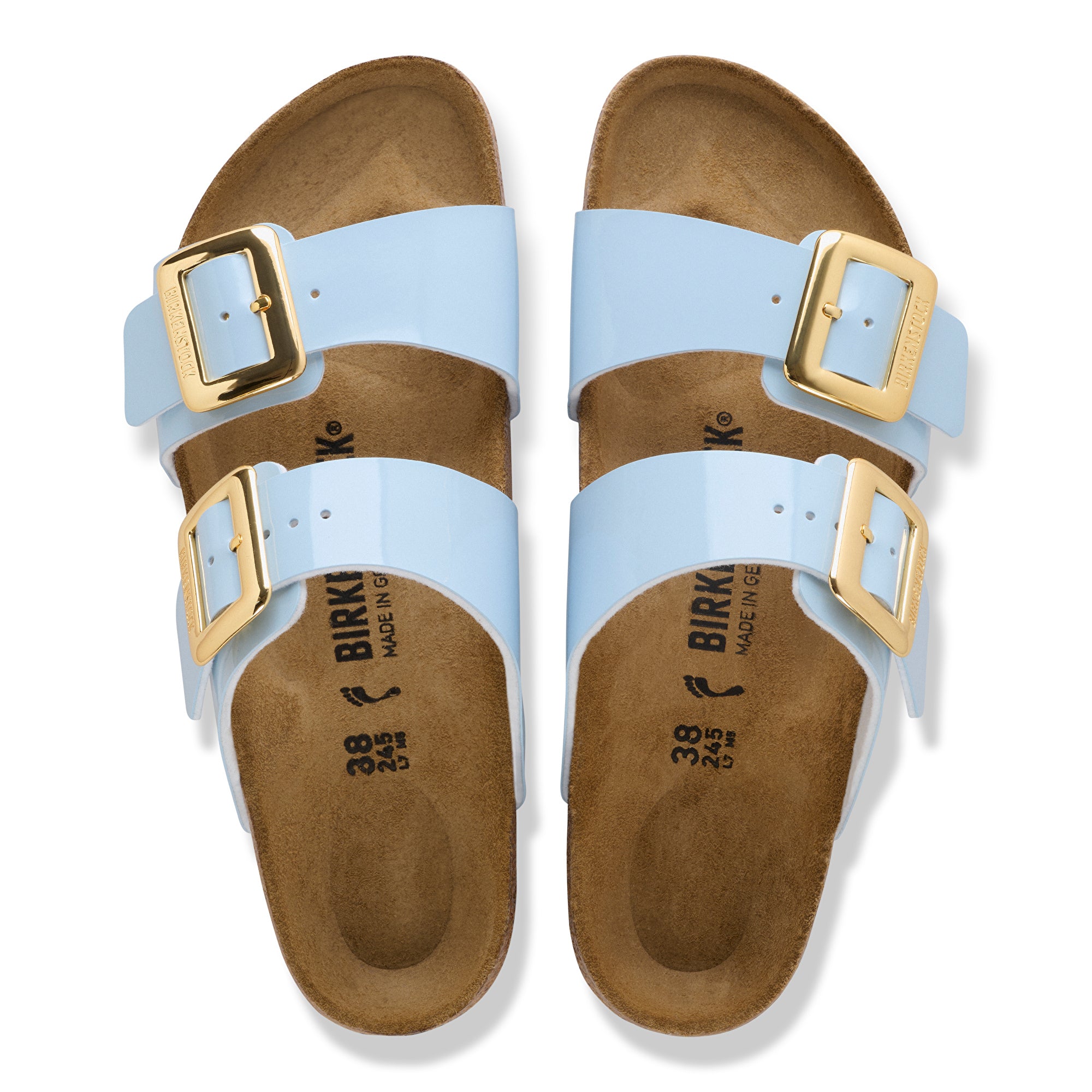 Birkenstock Sydney Luxe Buckle patent baby blue Birko-Flor