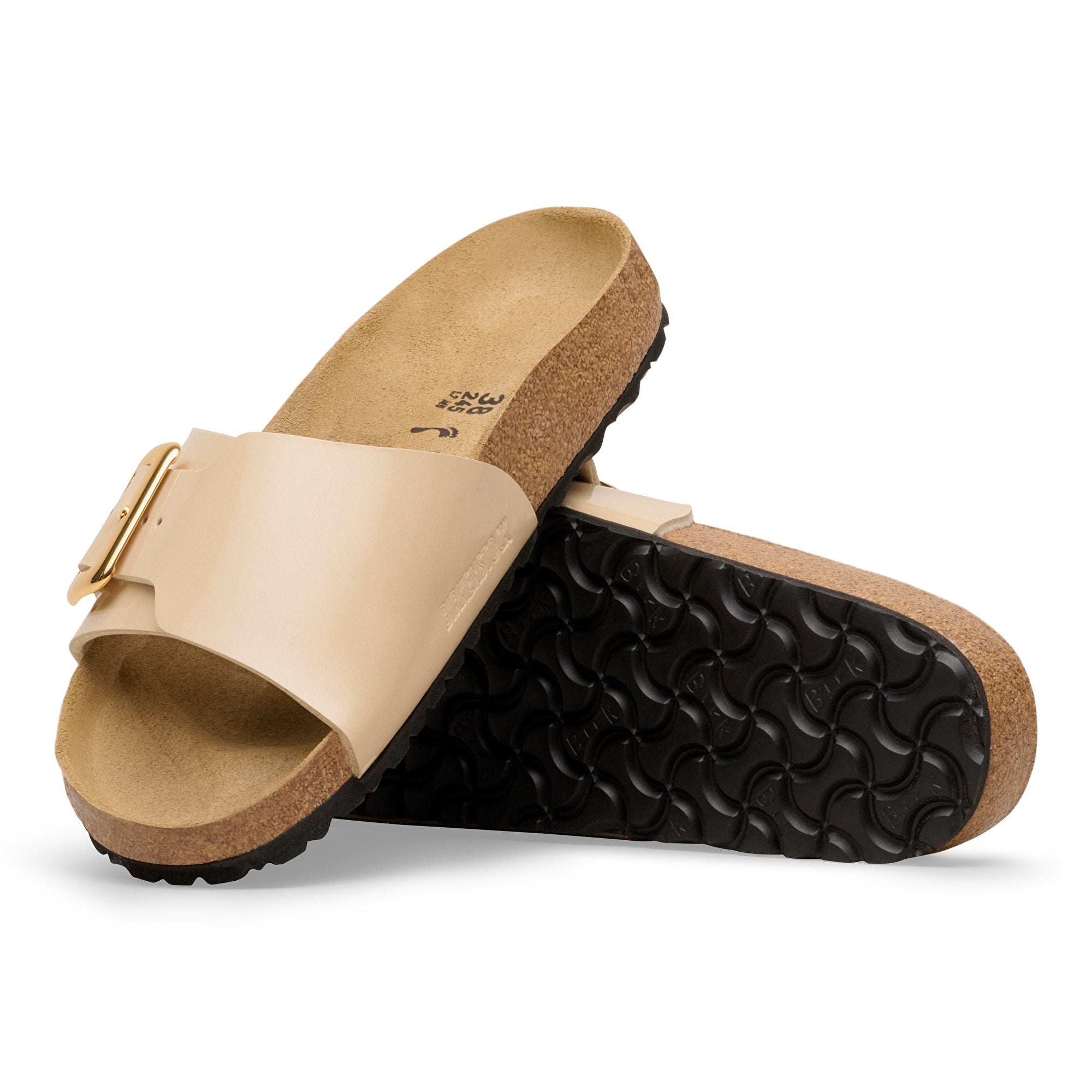 Birkenstock Catalina Luxe Buckle patent sand Birko-Flor