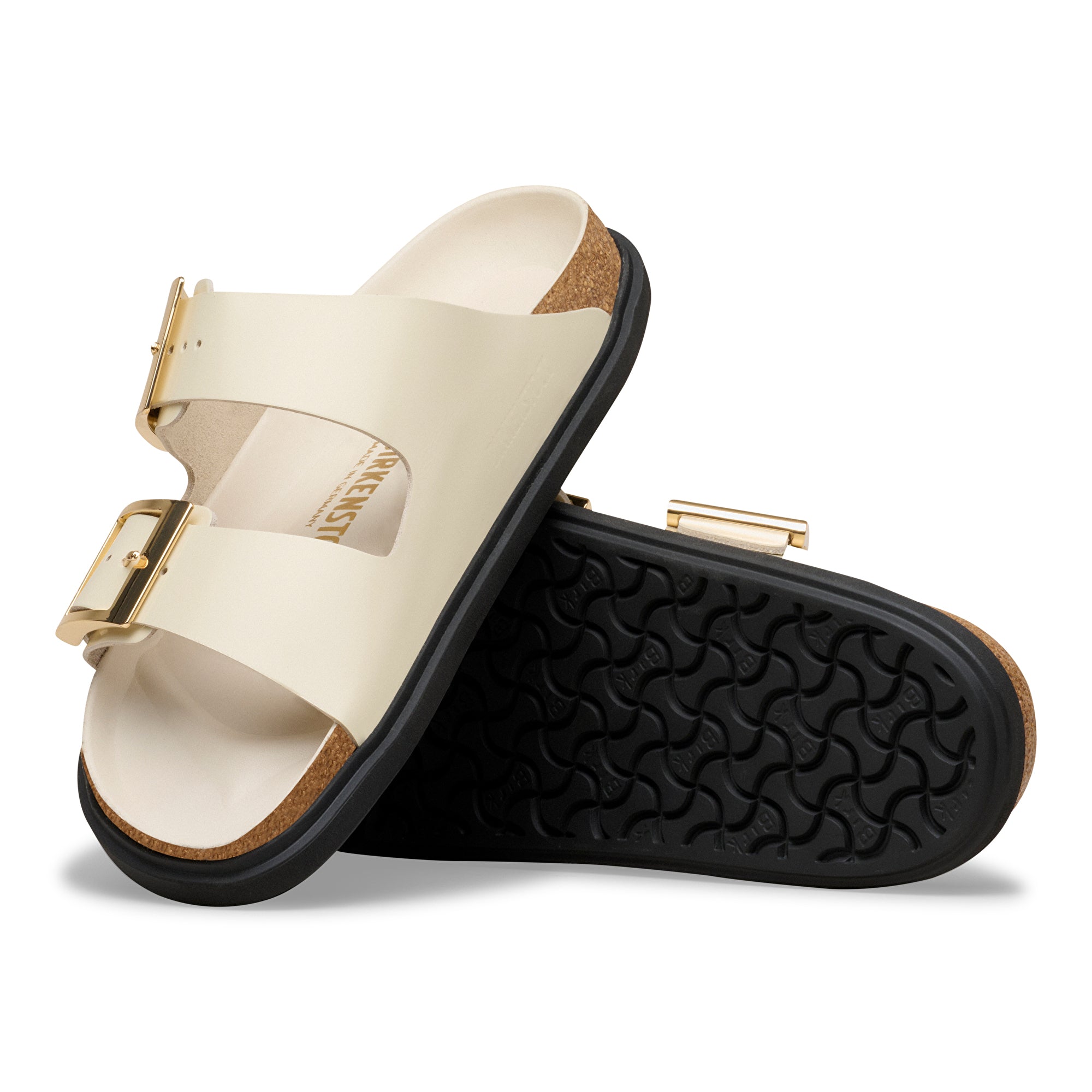 Birkenstock Arizona Droplet Buckle high shine ecru leather