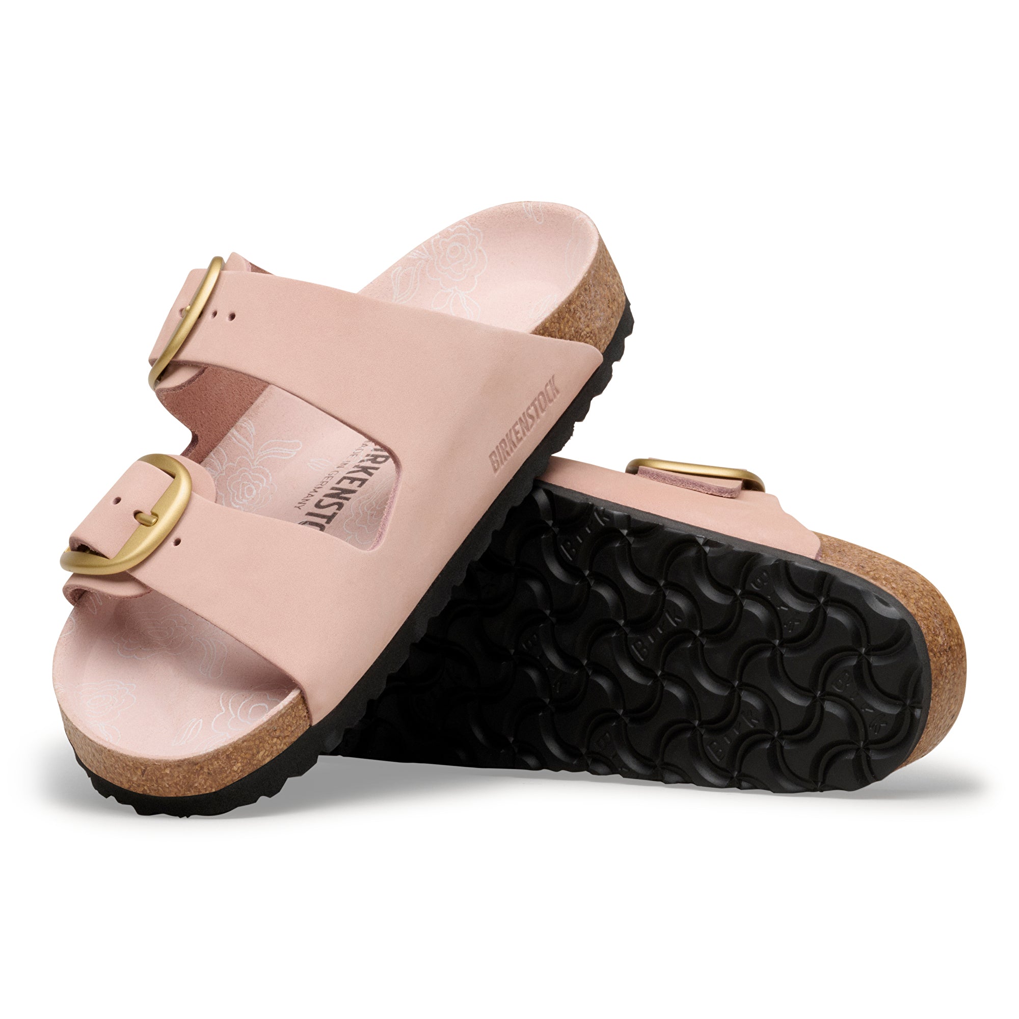 m*a様 Birkenstock ピンク シューズ 39 Birkenstock Arizona Big Buckle flower print footbed soft pink nubuck