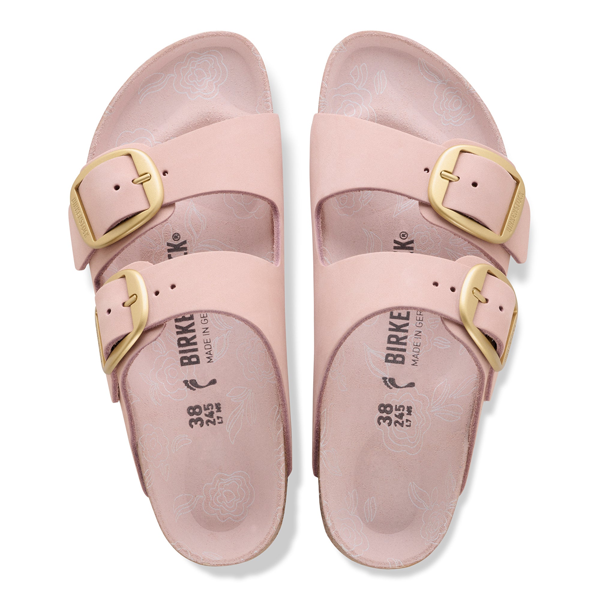 Birkenstock Arizona Big Buckle flower print footbed soft pink nubuck
