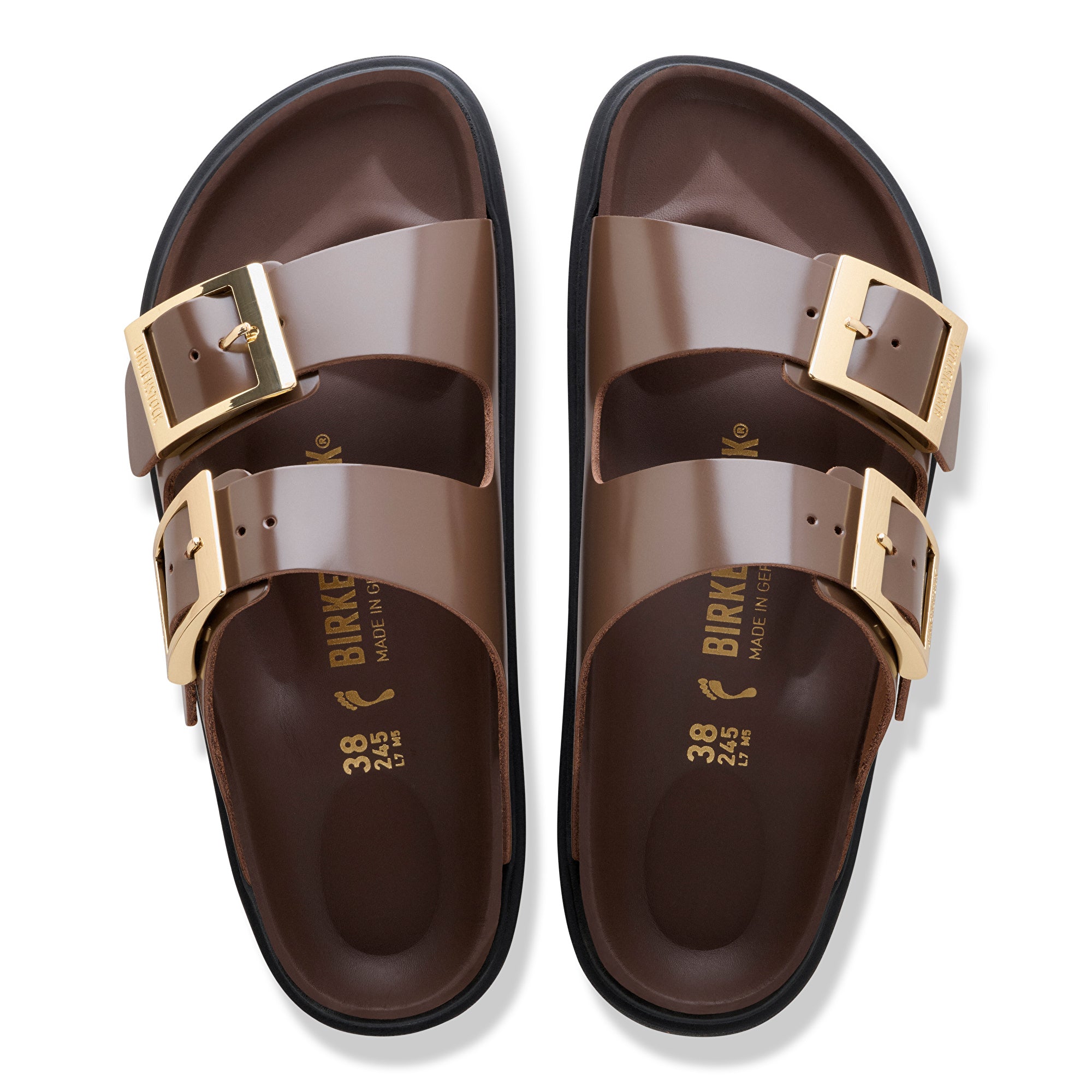 Birkenstock Arizona Droplet Buckle high shine carafe leather