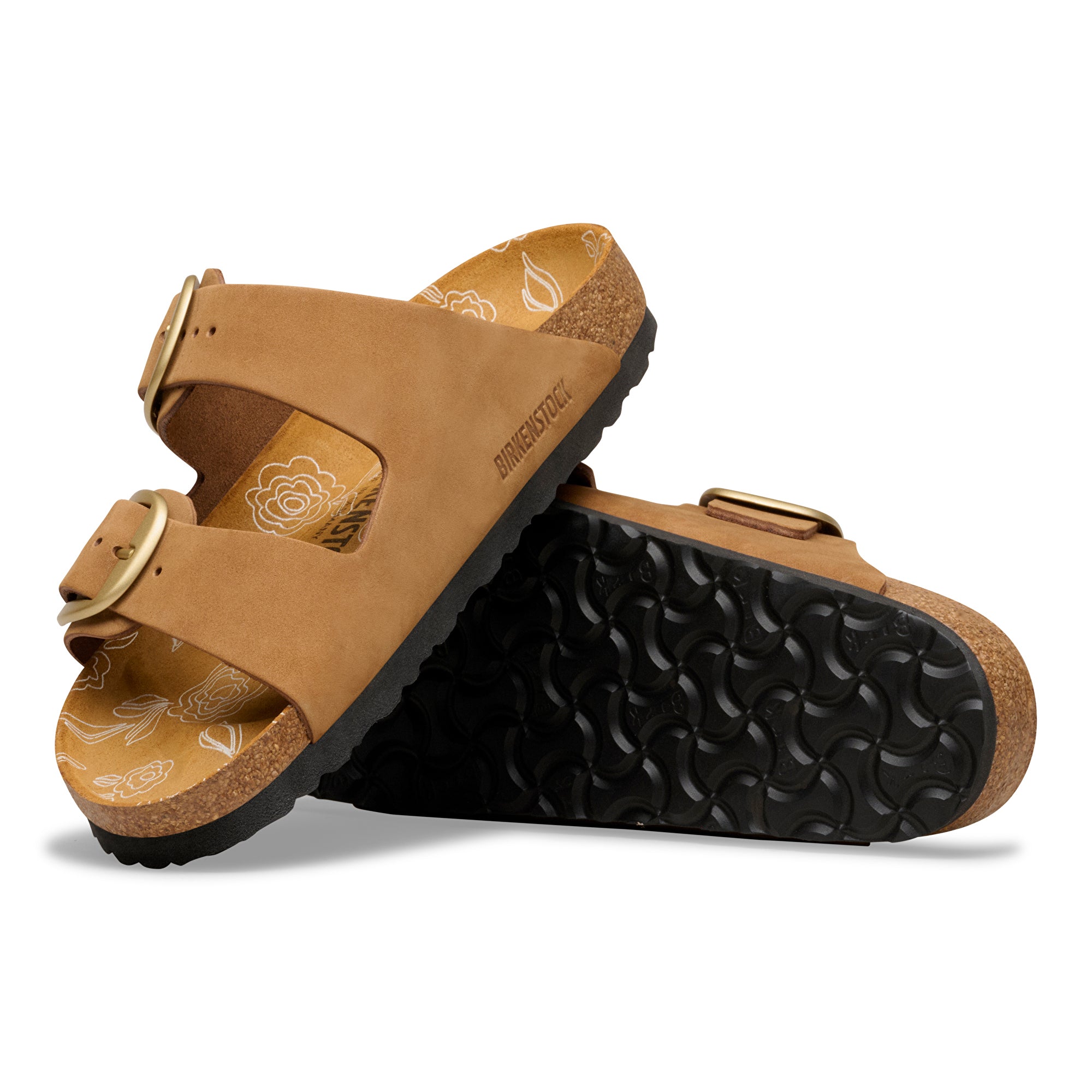 Birkenstock Arizona Big Buckle flower print footbed mink nubuck