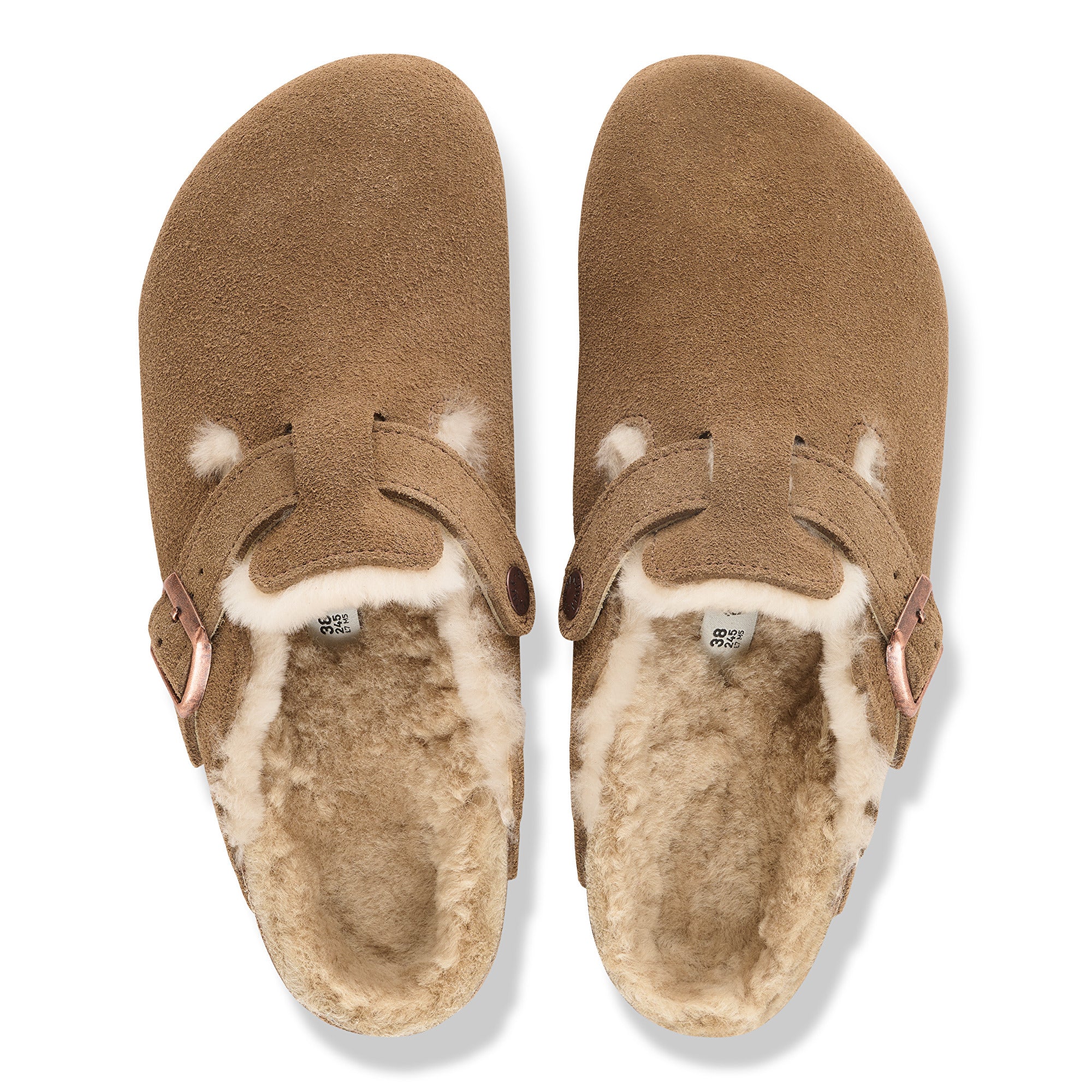 Birkenstock Boston Shearling dark tea suede/sandcastle shearling