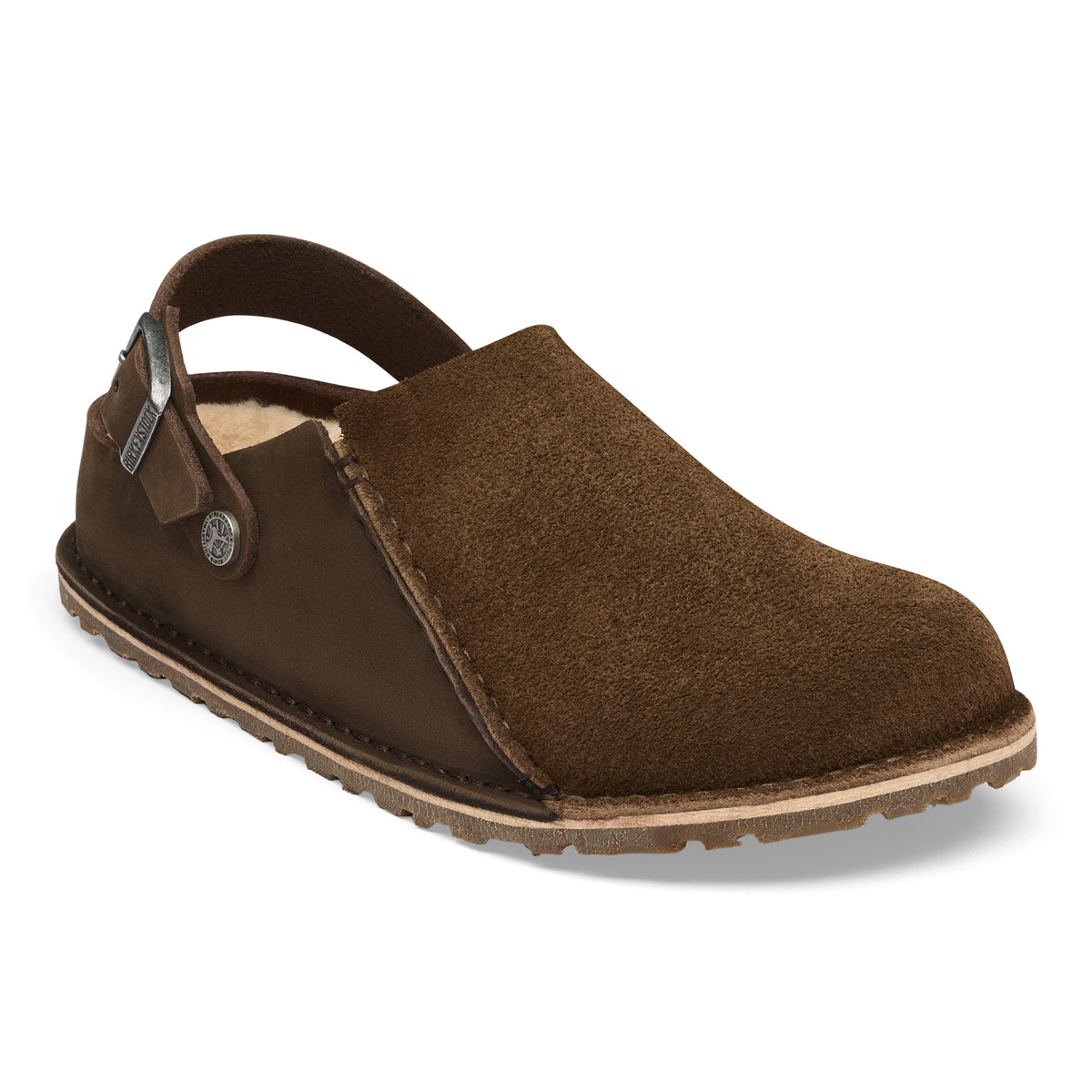 Birkenstock Lutry Shearling Split carafe nubuck/suede sandcastle shearling