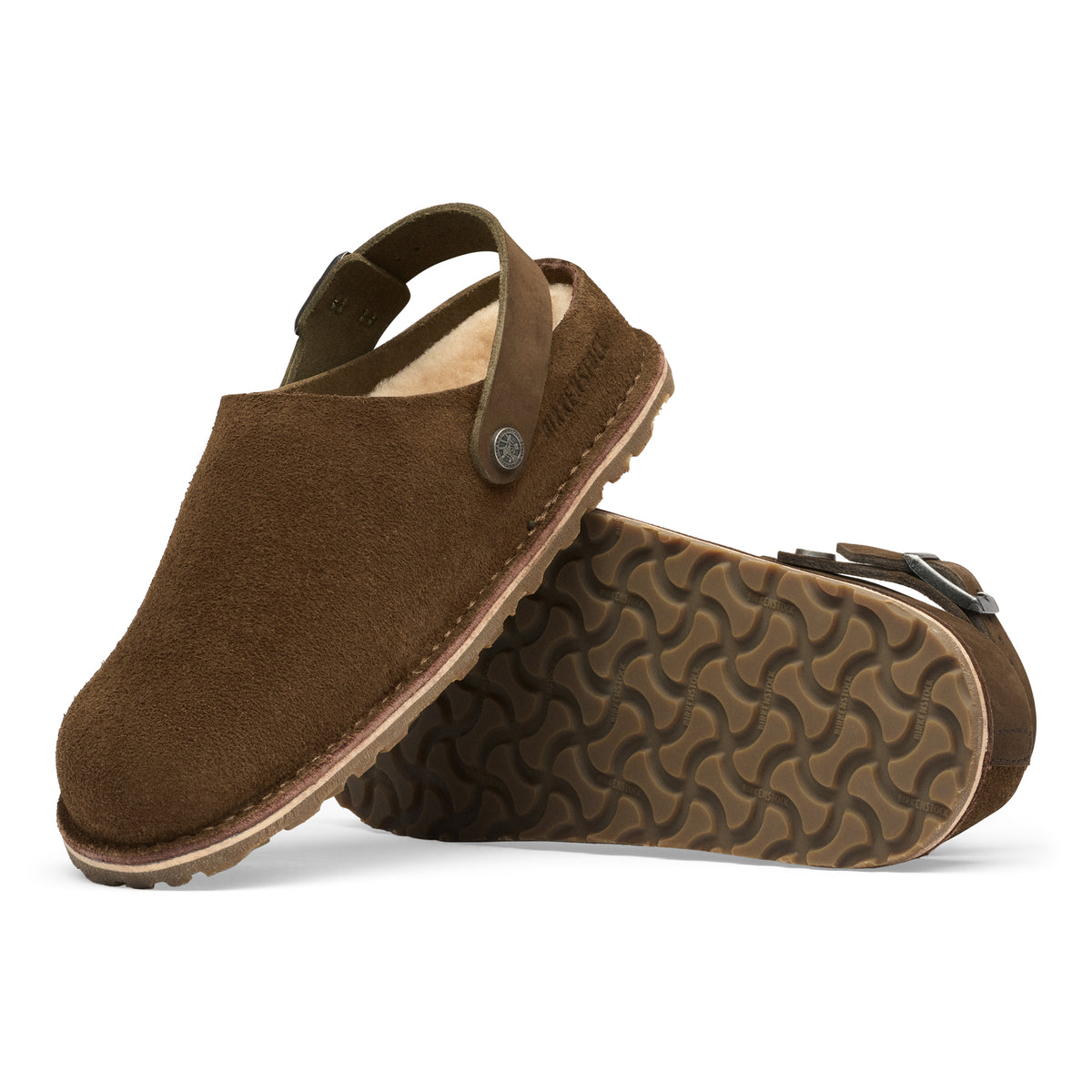 Birkenstock Lutry Shearling Split carafe nubuck/suede sandcastle shearling