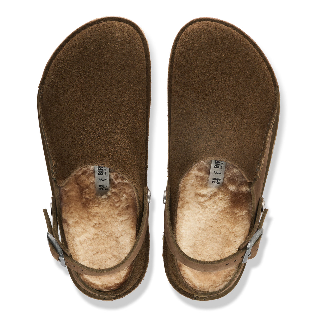 Birkenstock Lutry Shearling Split carafe nubuck/suede sandcastle shearling